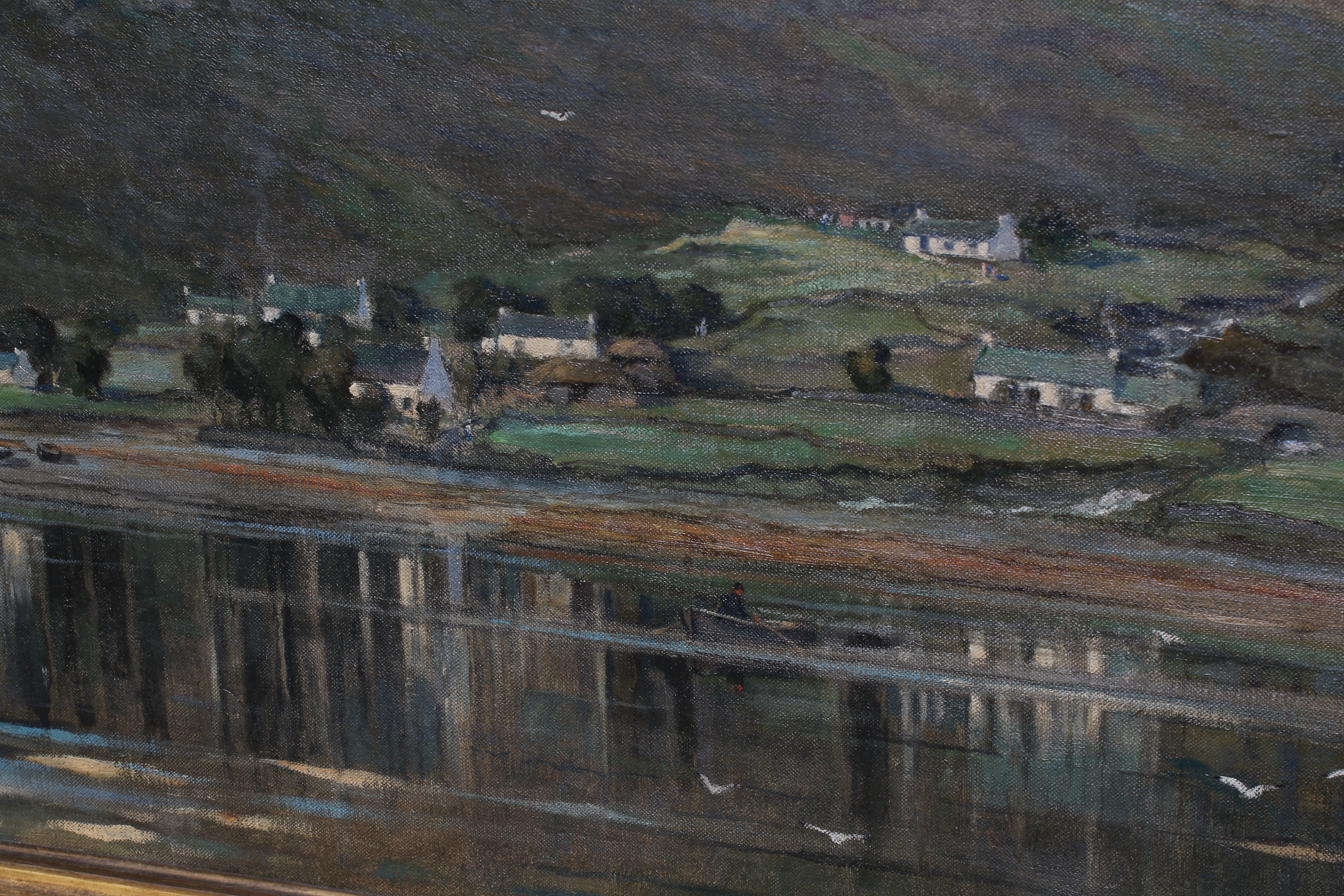 BERTRAM WALTER PRIESTMAN (1868-1951) View of a Scottish Village beside a Loch, signed and dated '23 Image