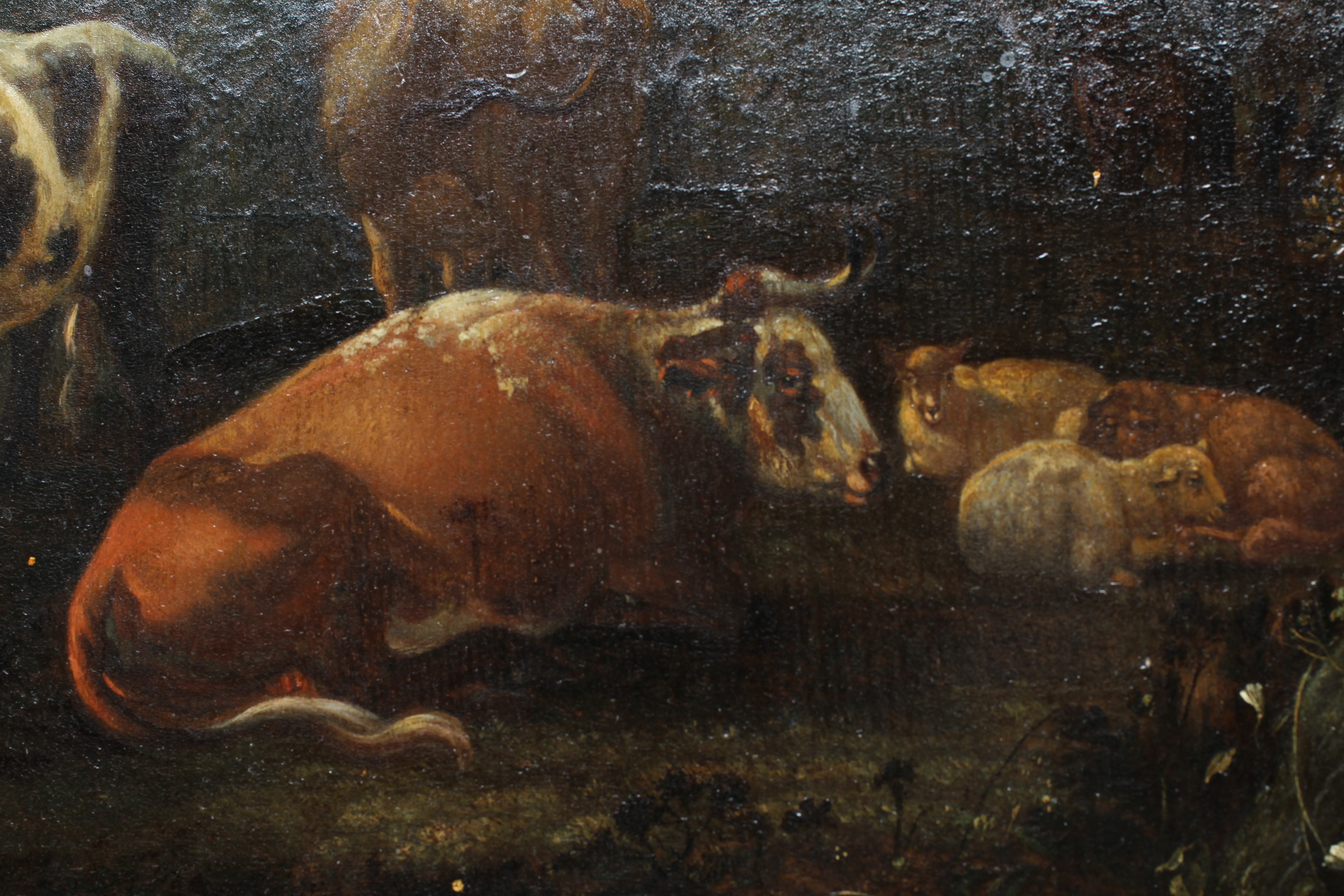 ITALIAN SCHOOL (19th Century) Cattle in an Italianate Landscape, oil on panel, 15 3/4" x 11 1/2", Image