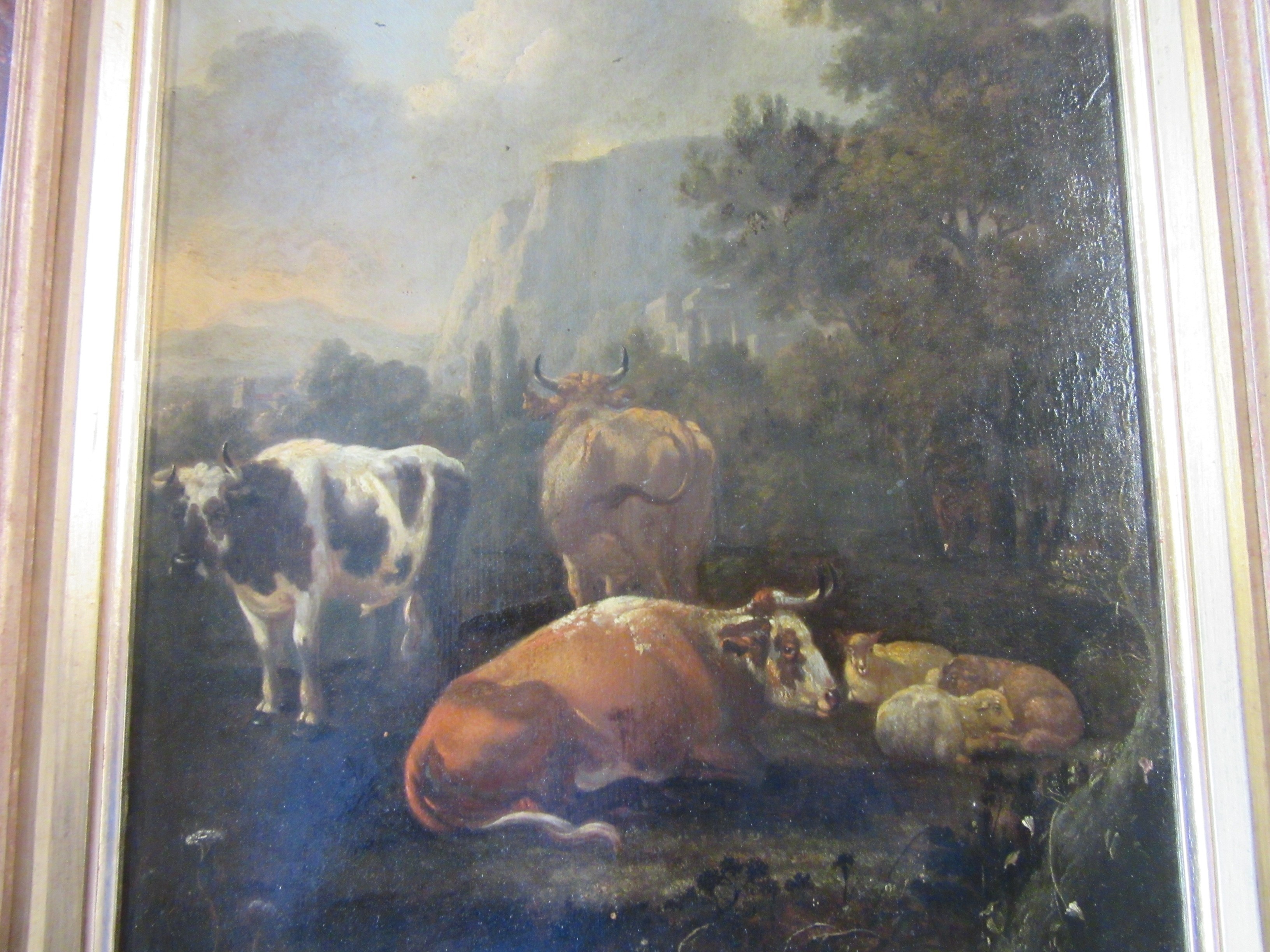 ITALIAN SCHOOL (19th Century) Cattle in an Italianate Landscape, oil on panel, 15 3/4" x 11 1/2", Image