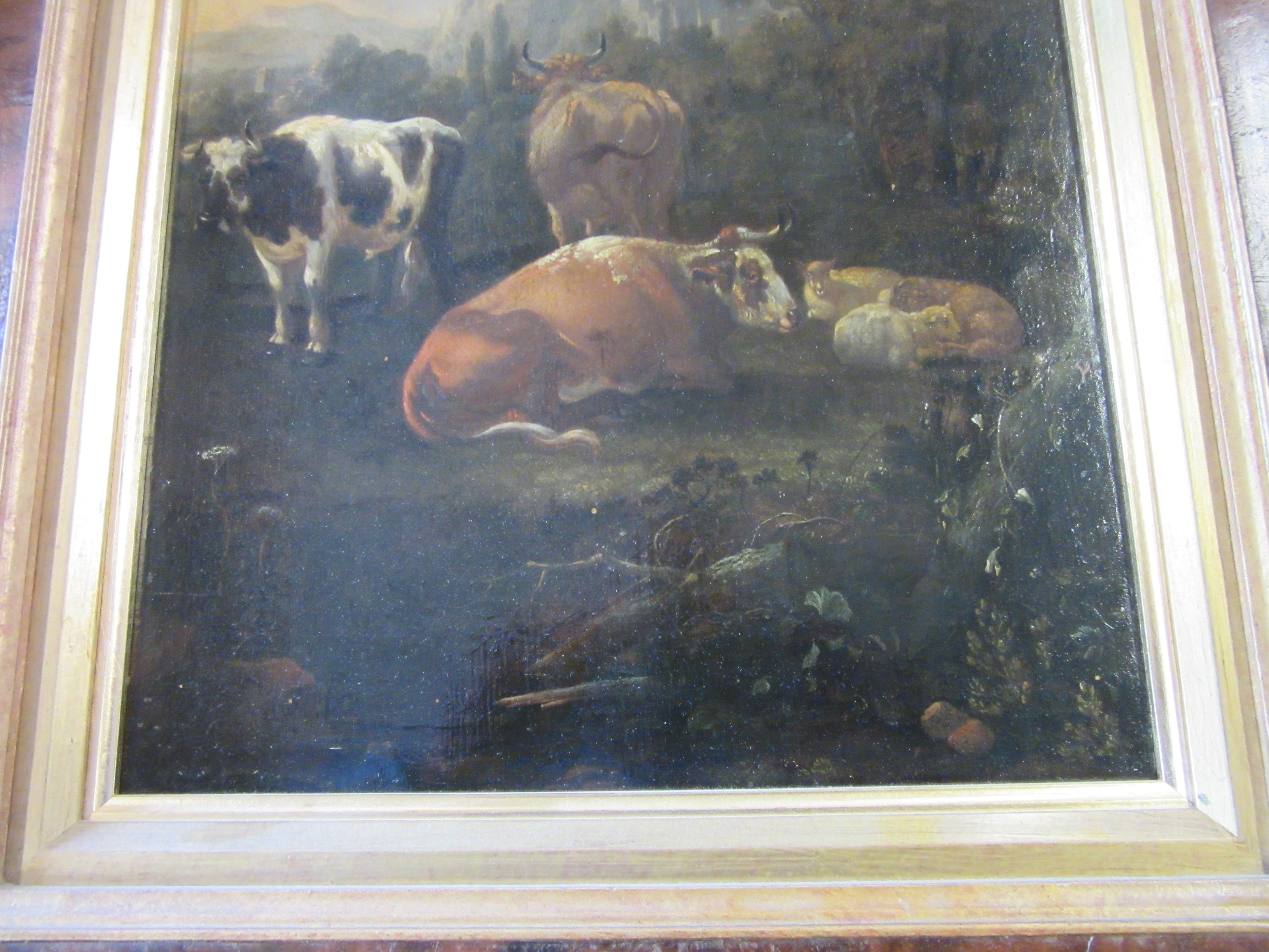 ITALIAN SCHOOL (19th Century) Cattle in an Italianate Landscape, oil on panel, 15 3/4" x 11 1/2", Image