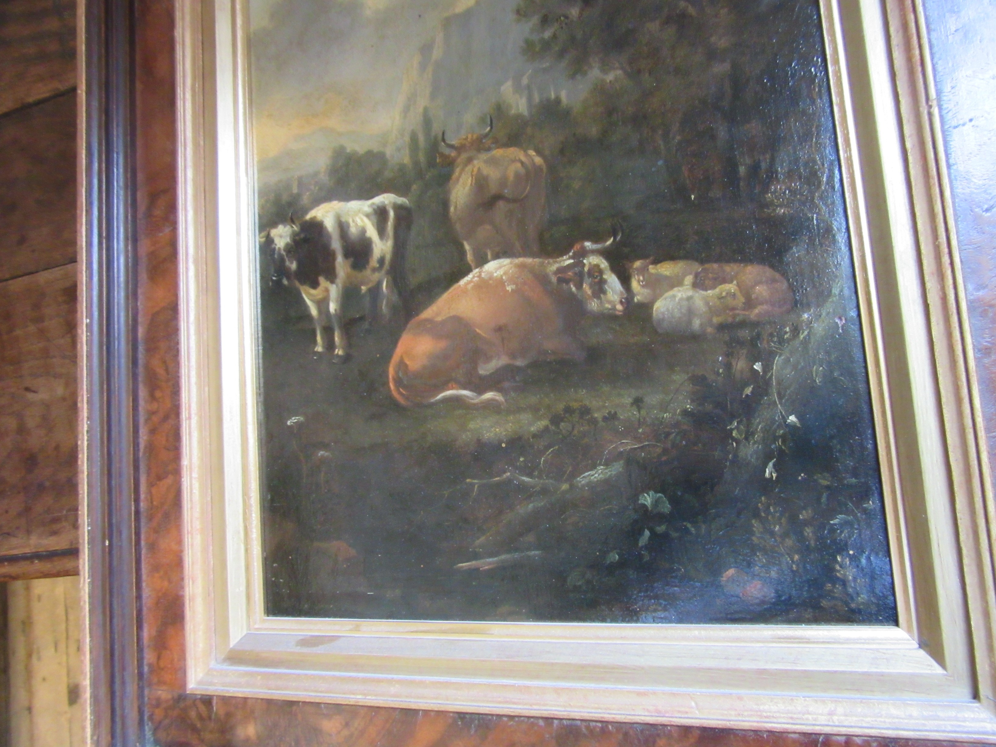 ITALIAN SCHOOL (19th Century) Cattle in an Italianate Landscape, oil on panel, 15 3/4" x 11 1/2", Image