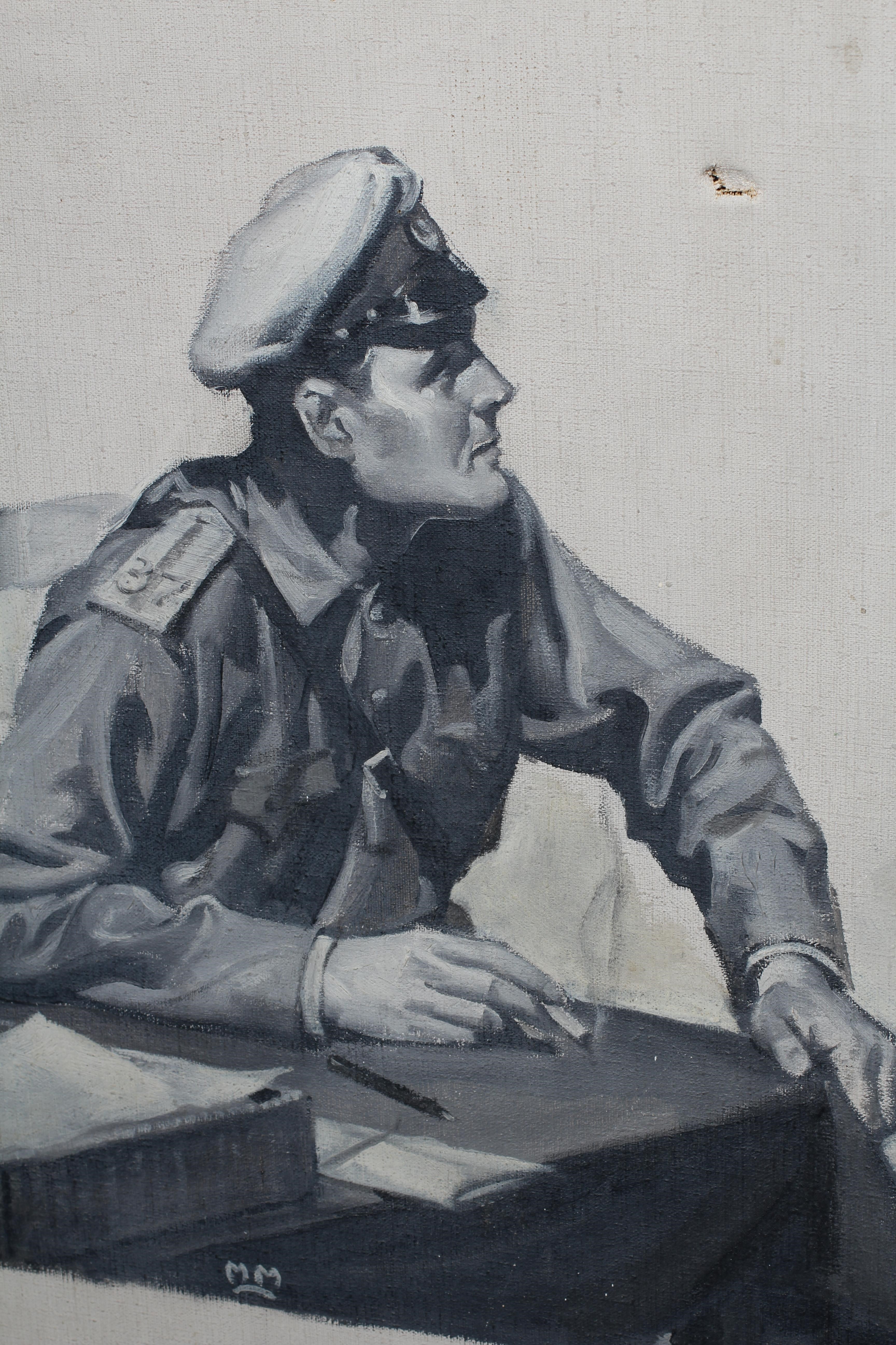 RUSSIAN SCHOOL (20th Century) The Interrogation, indistinctly inscribed, oil on canvas, 30" x 24 Image