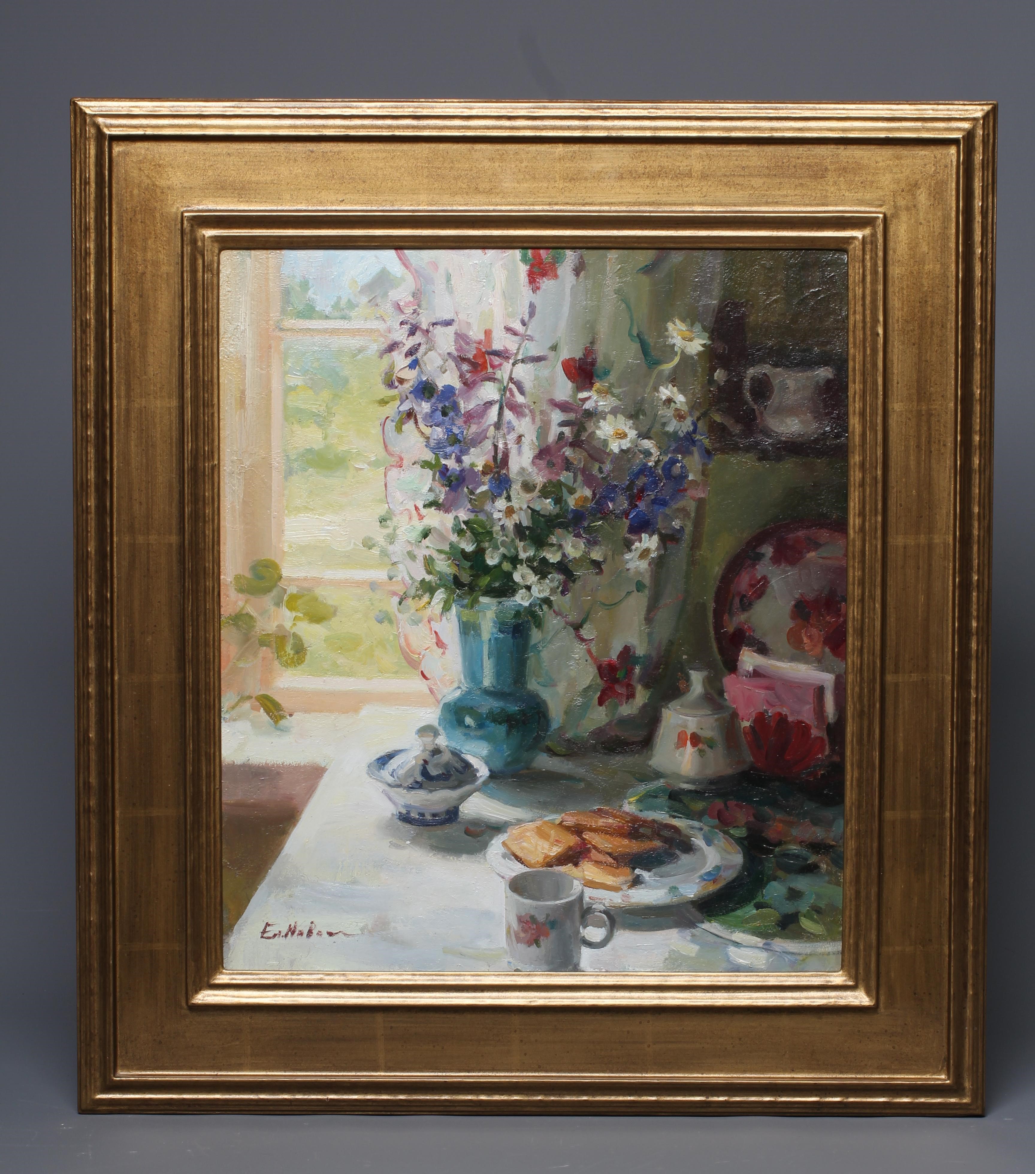 ELENA NOVOSADUK (B.1969) Sunny Day, signed lower left, oil on board, 15 1/4" x 13 1/4", modern gilt Image