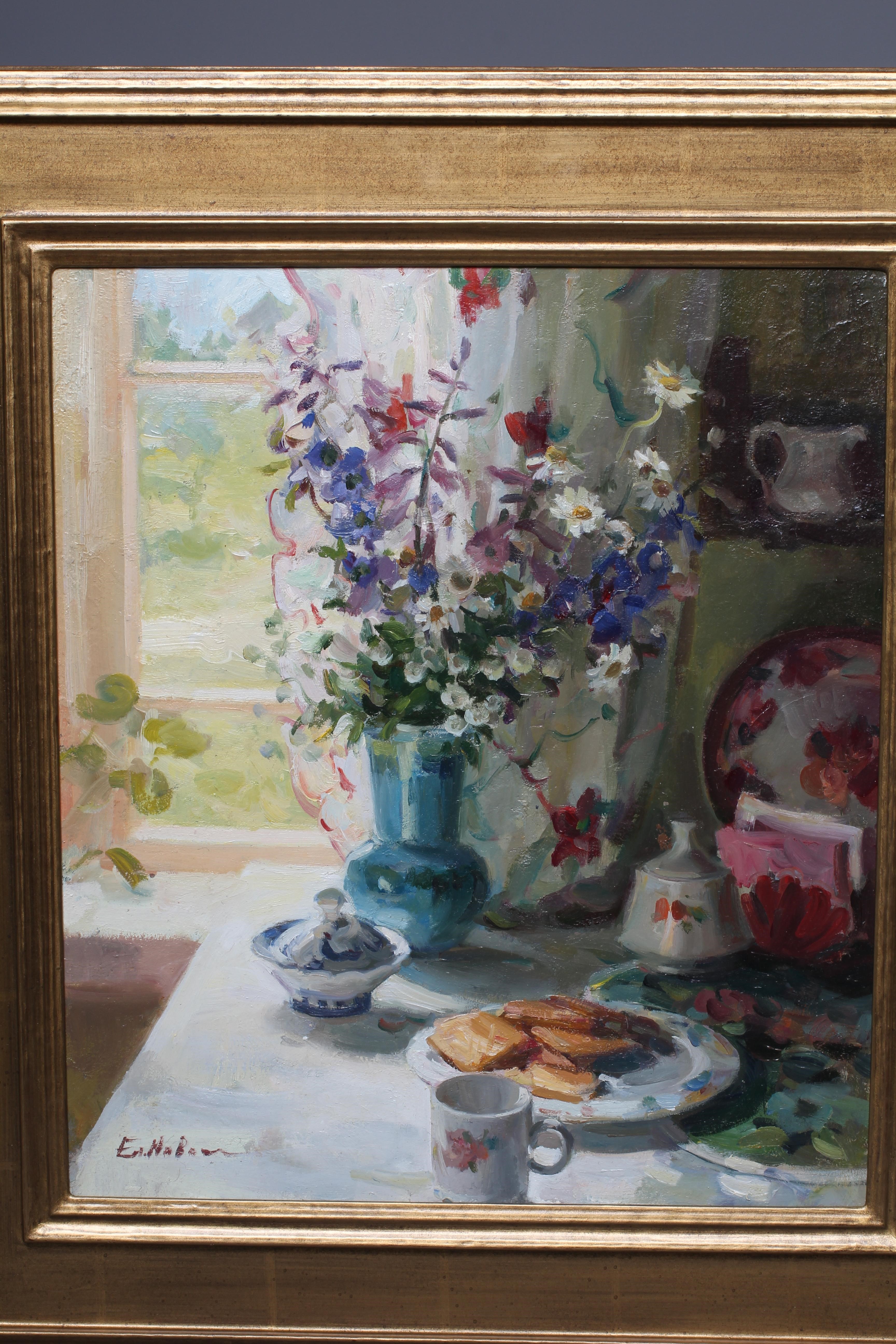 ELENA NOVOSADUK (B.1969) Sunny Day, signed lower left, oil on board, 15 1/4" x 13 1/4", modern gilt Image