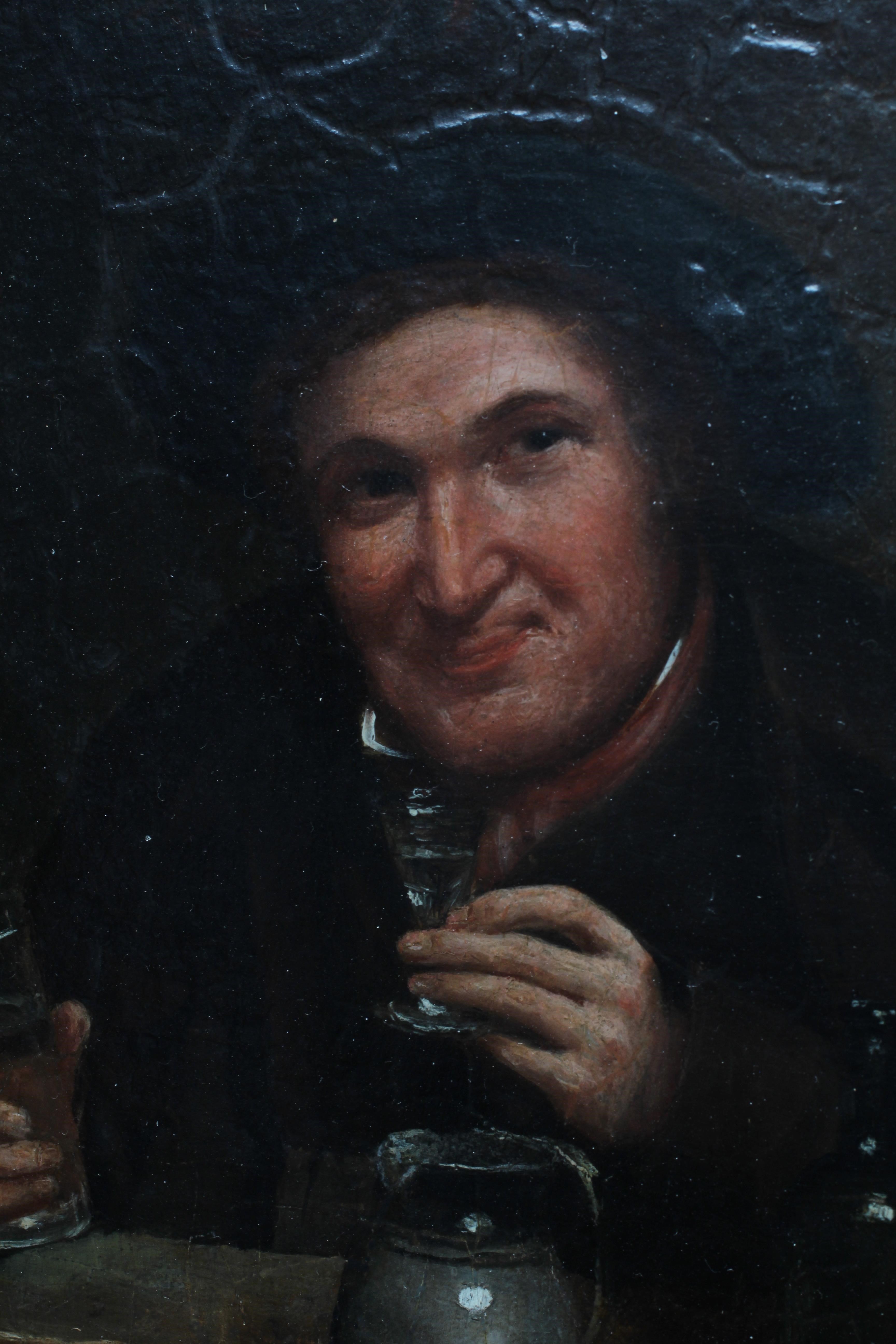 SCOTTISH SCHOOL (19th Century) Tavern interior scene, inscribed 'Donaldson' verso, oil on panel, 15" Image