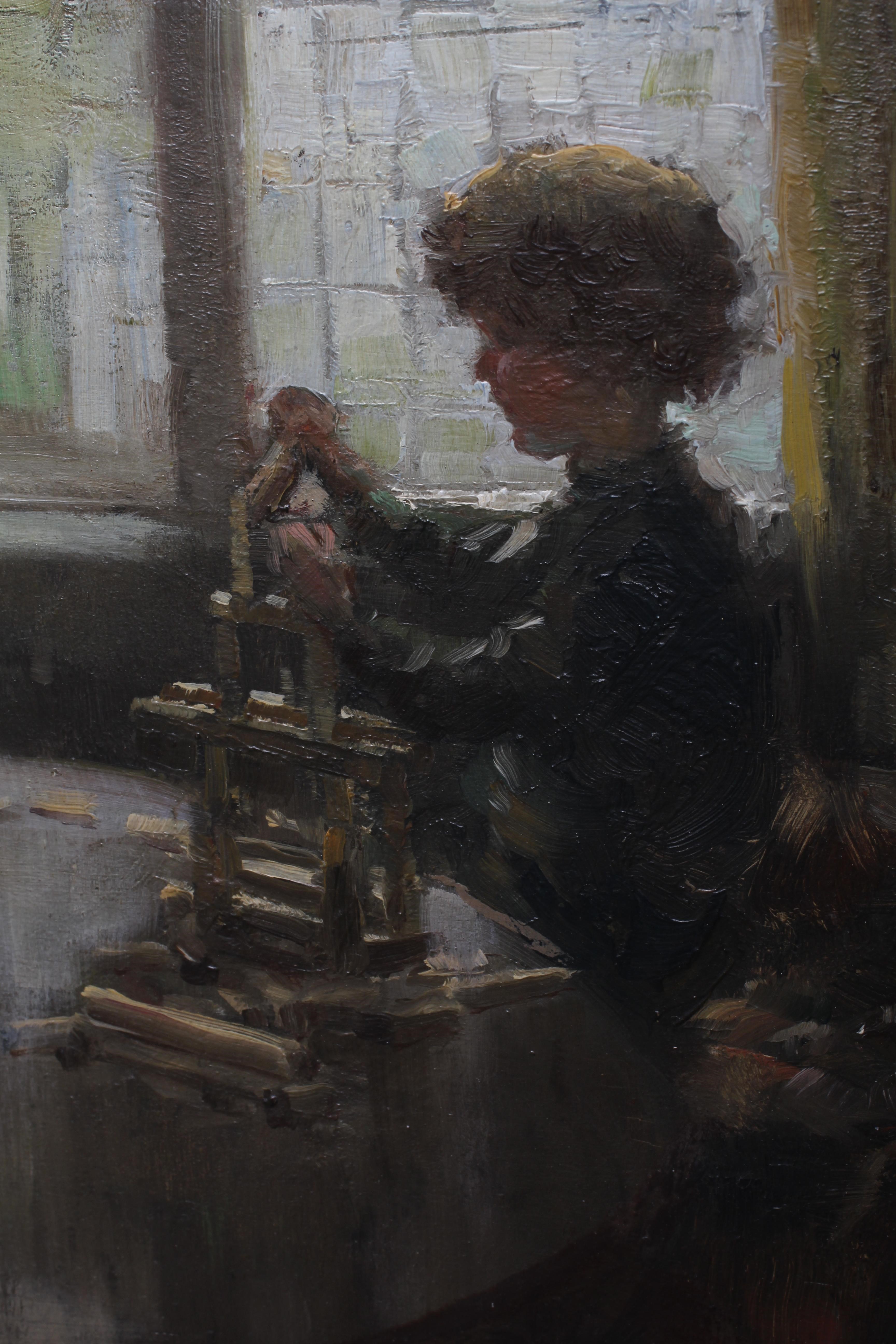 ALLAN ALBERT DAVIDSON (1913-1988) Interior Scene with Child Playing with Bricks, signed lower right, Image