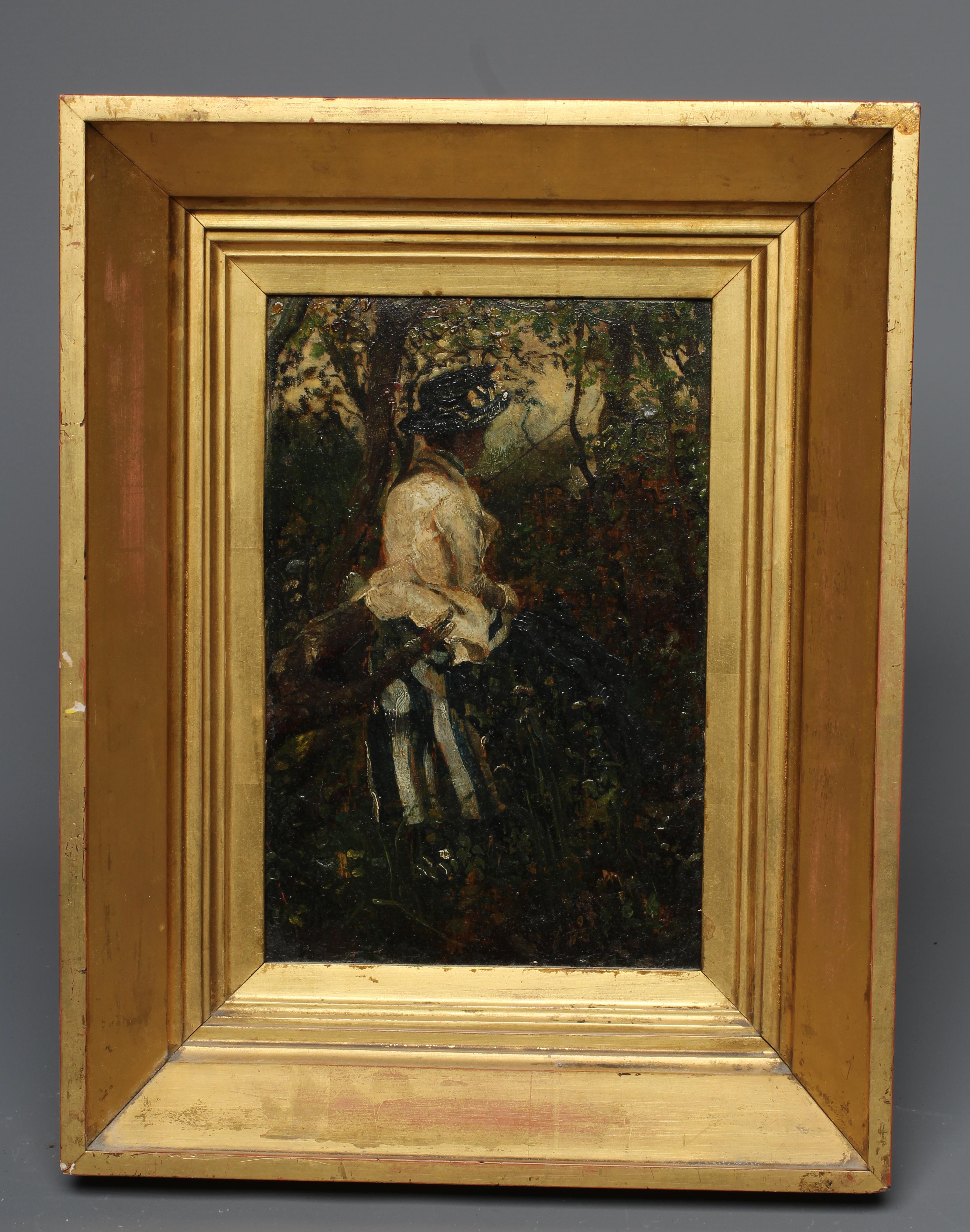 BRITISH SCHOOL (Late 19th Century) Lady Seated on a Branch, inscribed on label verso 'F.C.Konstorm, Image