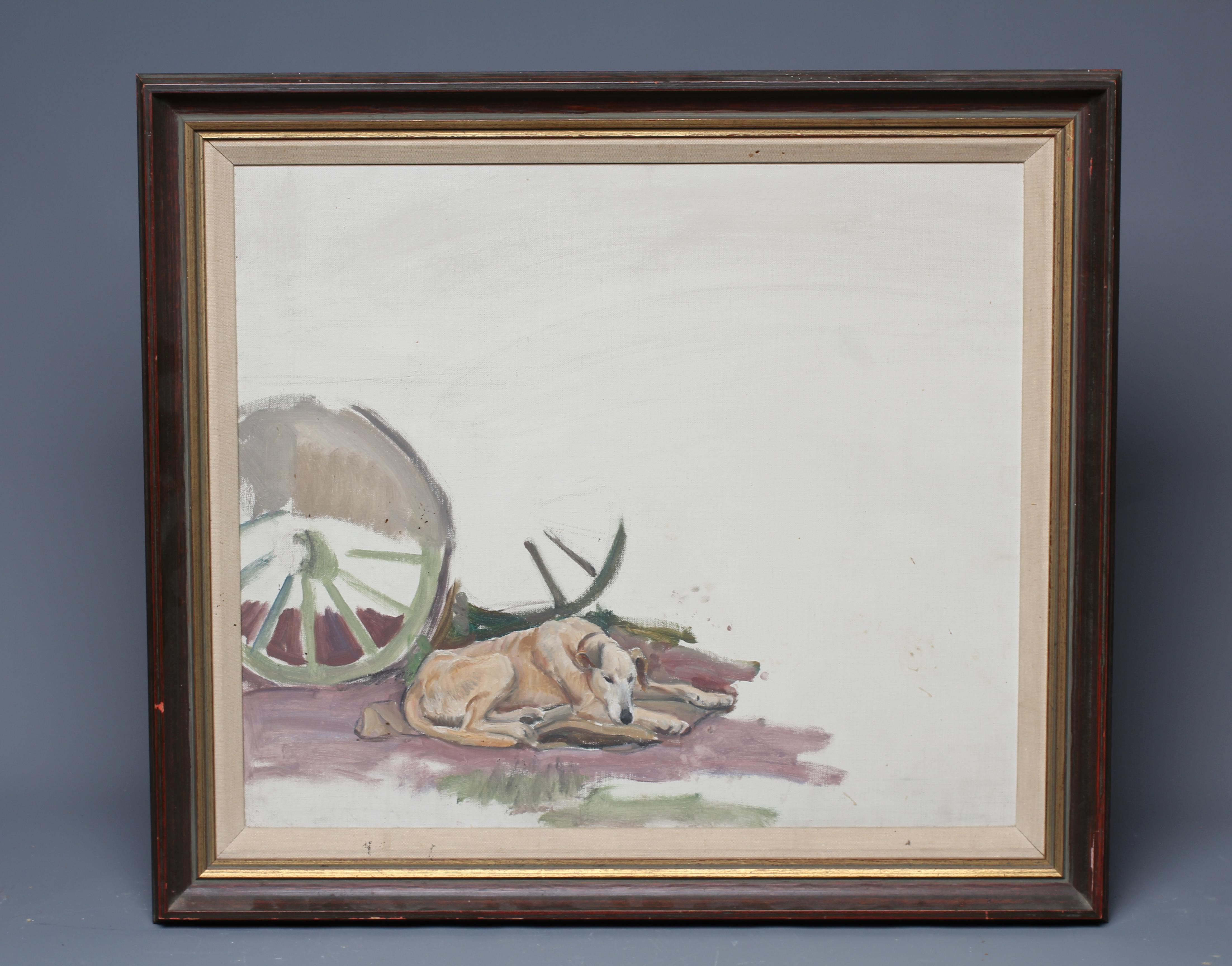 DAME LAURA KNIGHT (1877-1970) Sleeping Dog Beside a Carriage Image