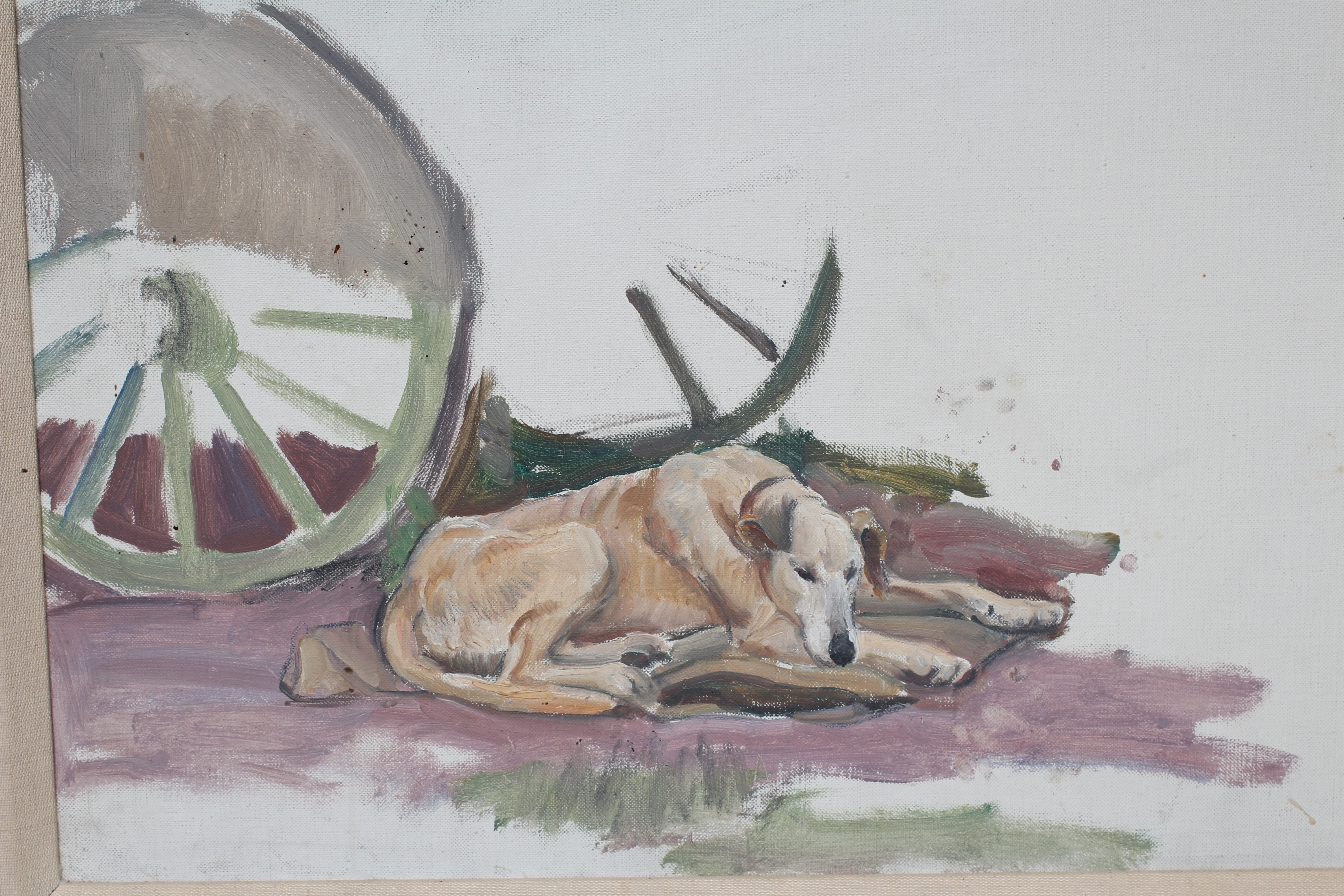 DAME LAURA KNIGHT (1877-1970) Sleeping Dog Beside a Carriage Image