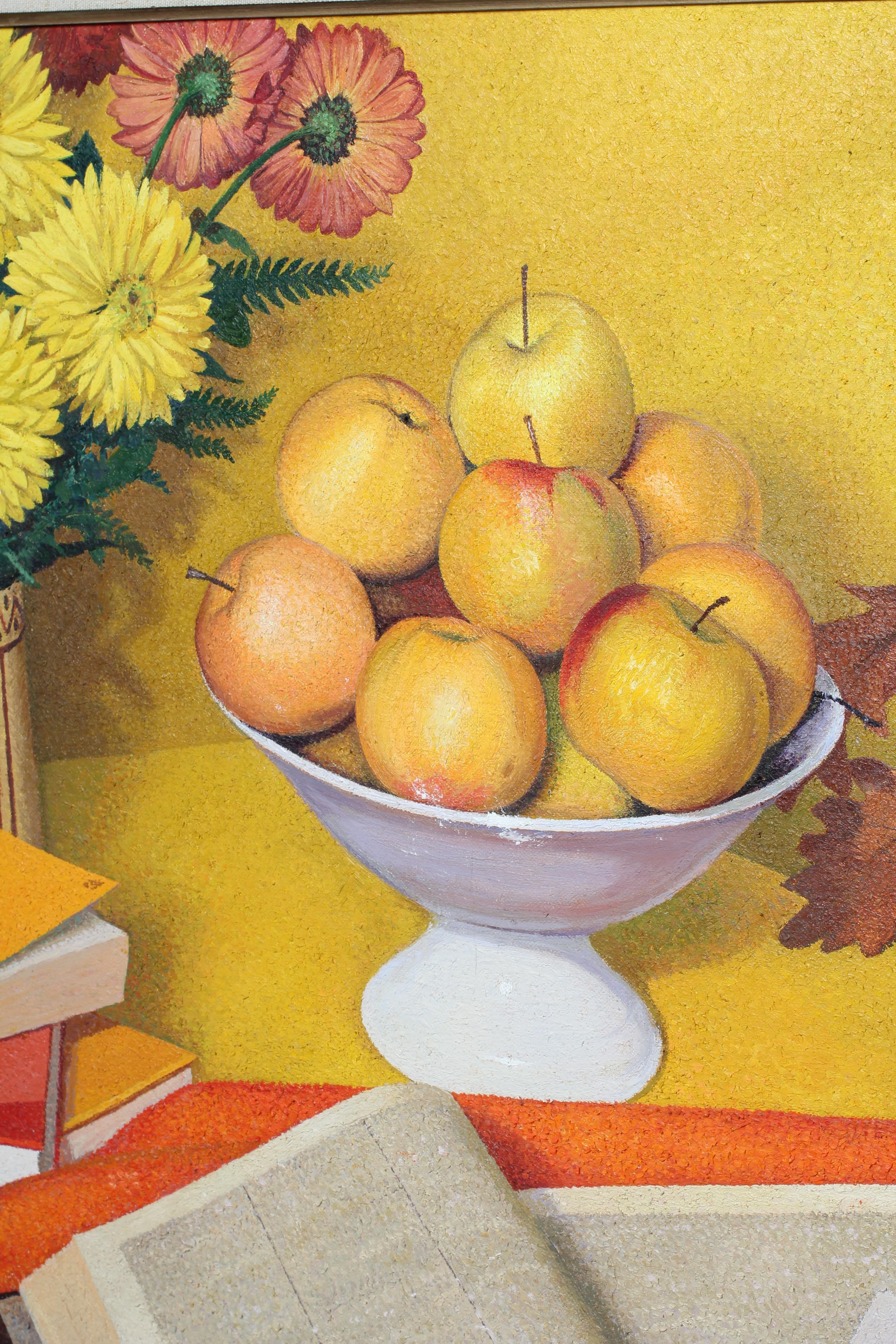 PIERRE JACQUES (1913-2000) Still Life with Open Book, signed and dated '71, oil on canvas, 31" x 38 Image