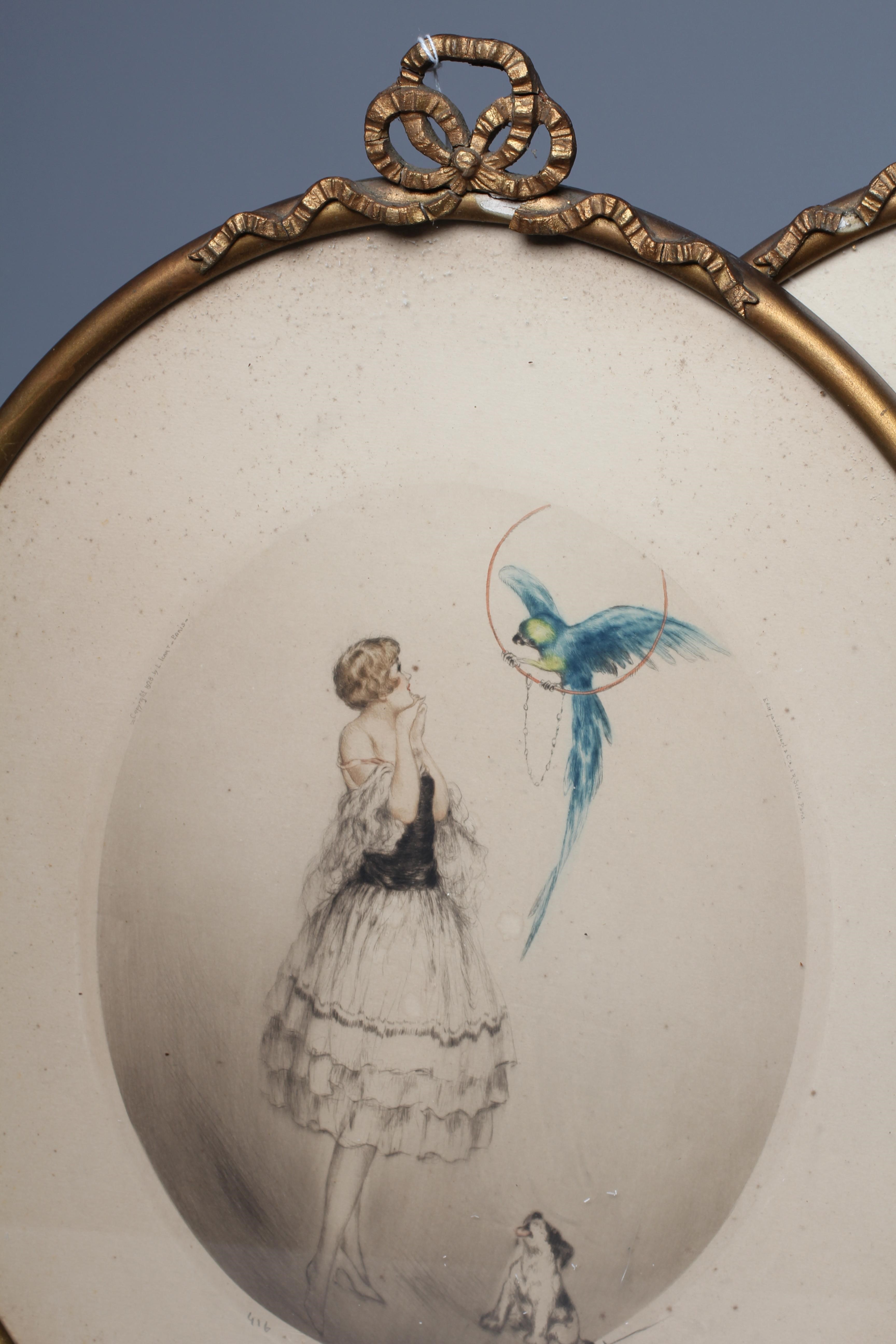 LOUIS JUSTIN LAURENT ICART (1888-1950) 'Blue Parrot' and 'Red Cage', a pair, each signed in pencil, Image