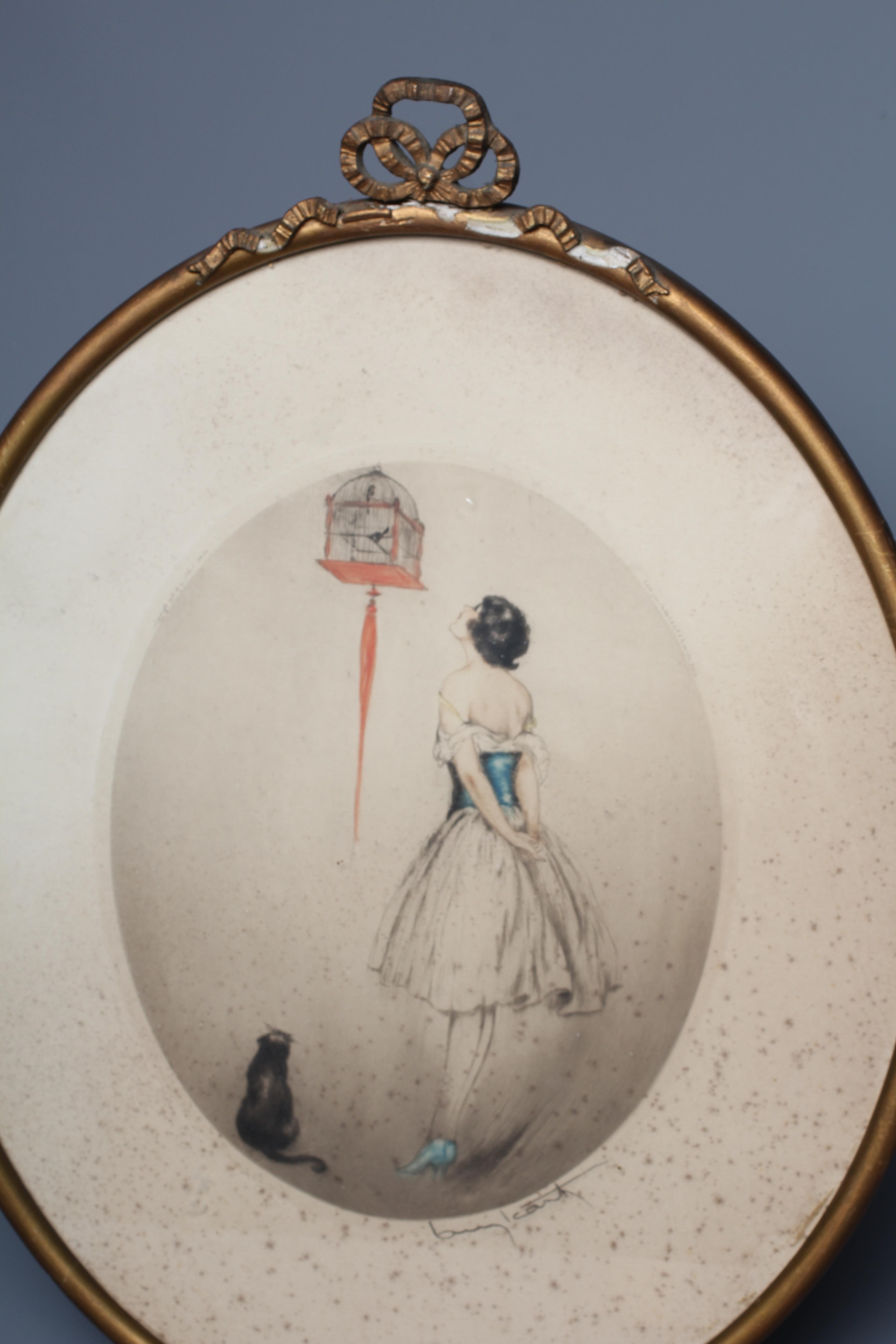 LOUIS JUSTIN LAURENT ICART (1888-1950) 'Blue Parrot' and 'Red Cage', a pair, each signed in pencil, Image