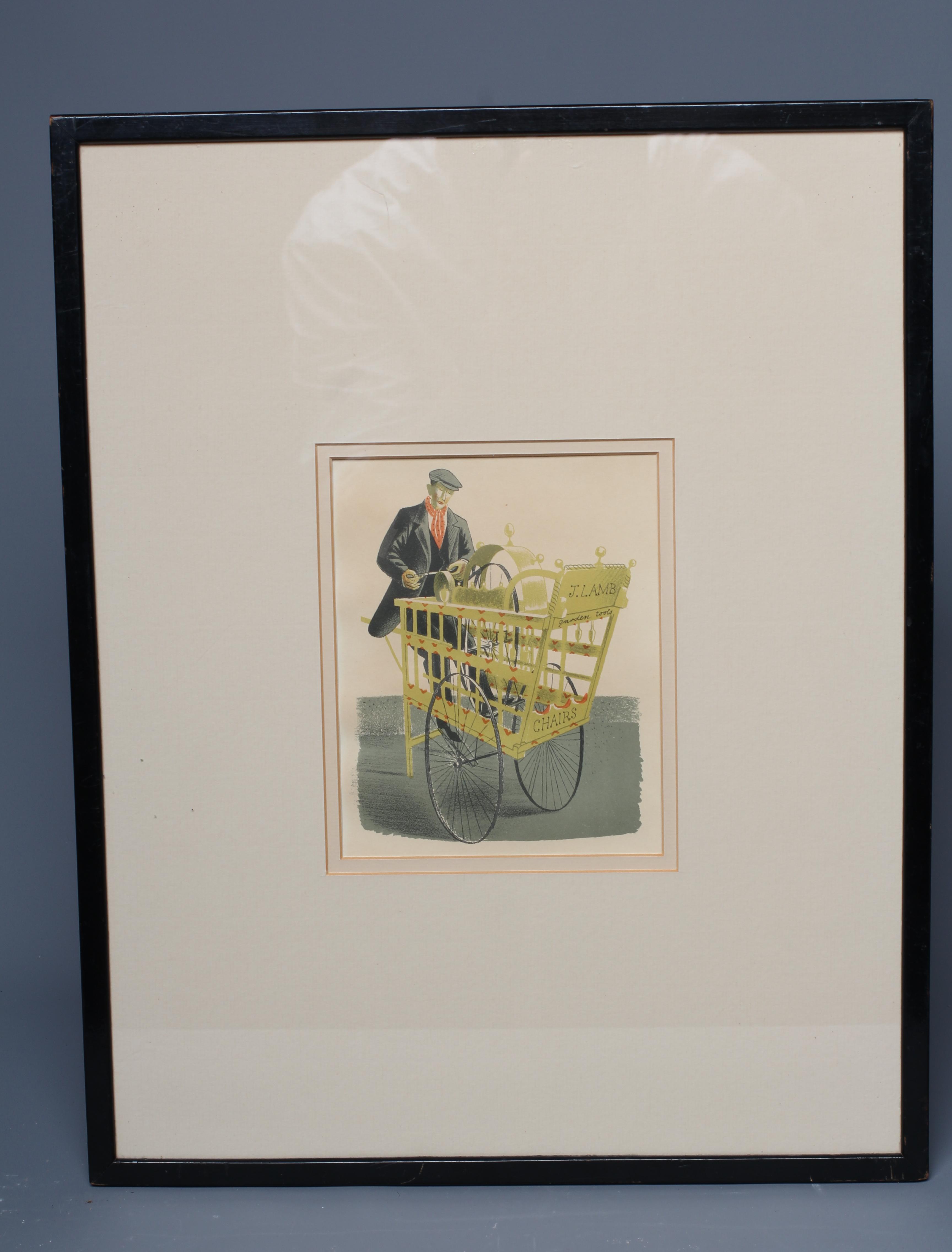 ERIC RAVILIOUS (1903-1942) Knife Grinder, lithograph, 6 3/4" x 5 1/2" (I), framed and glazed Image