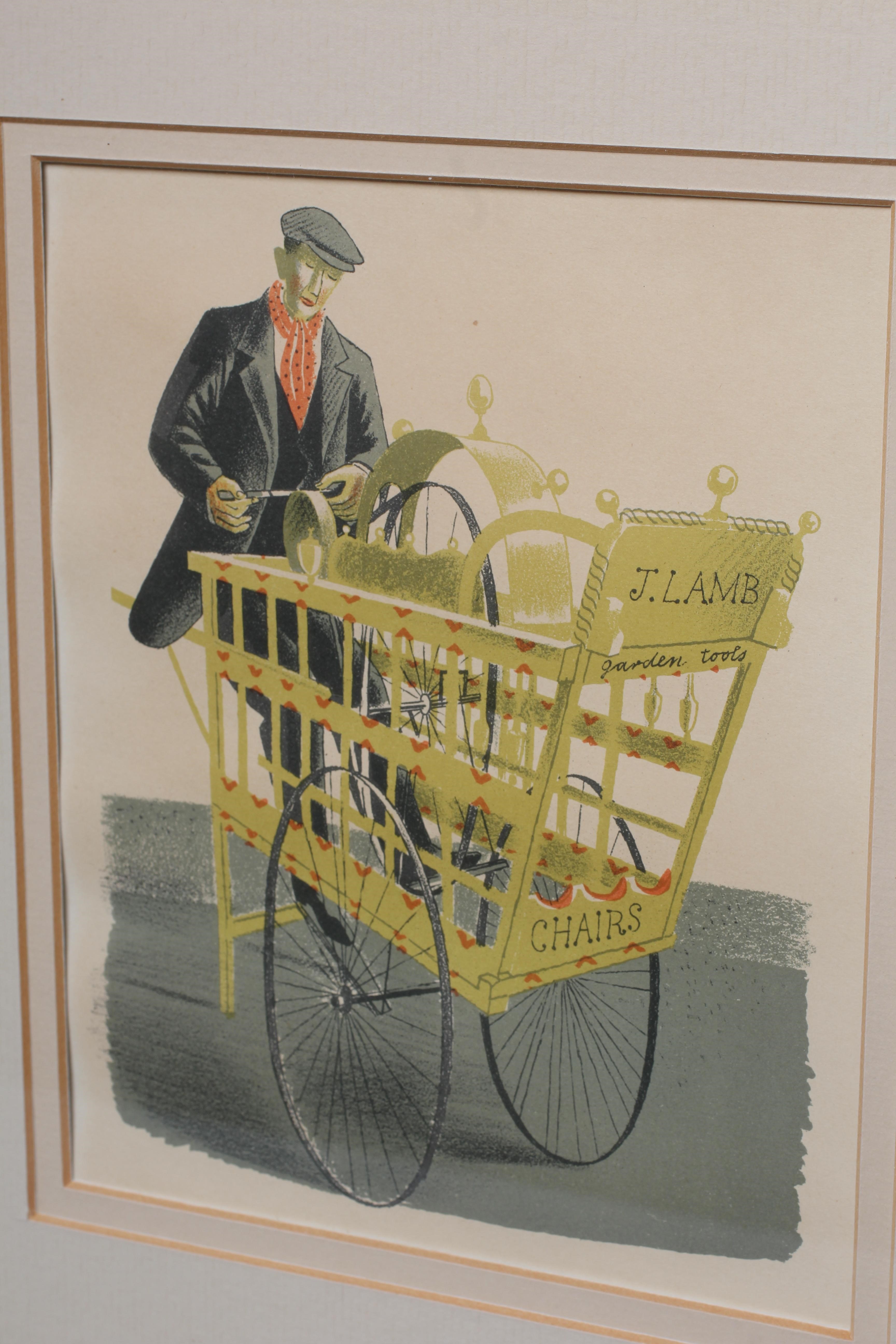 ERIC RAVILIOUS (1903-1942) Knife Grinder, lithograph, 6 3/4" x 5 1/2" (I), framed and glazed Image