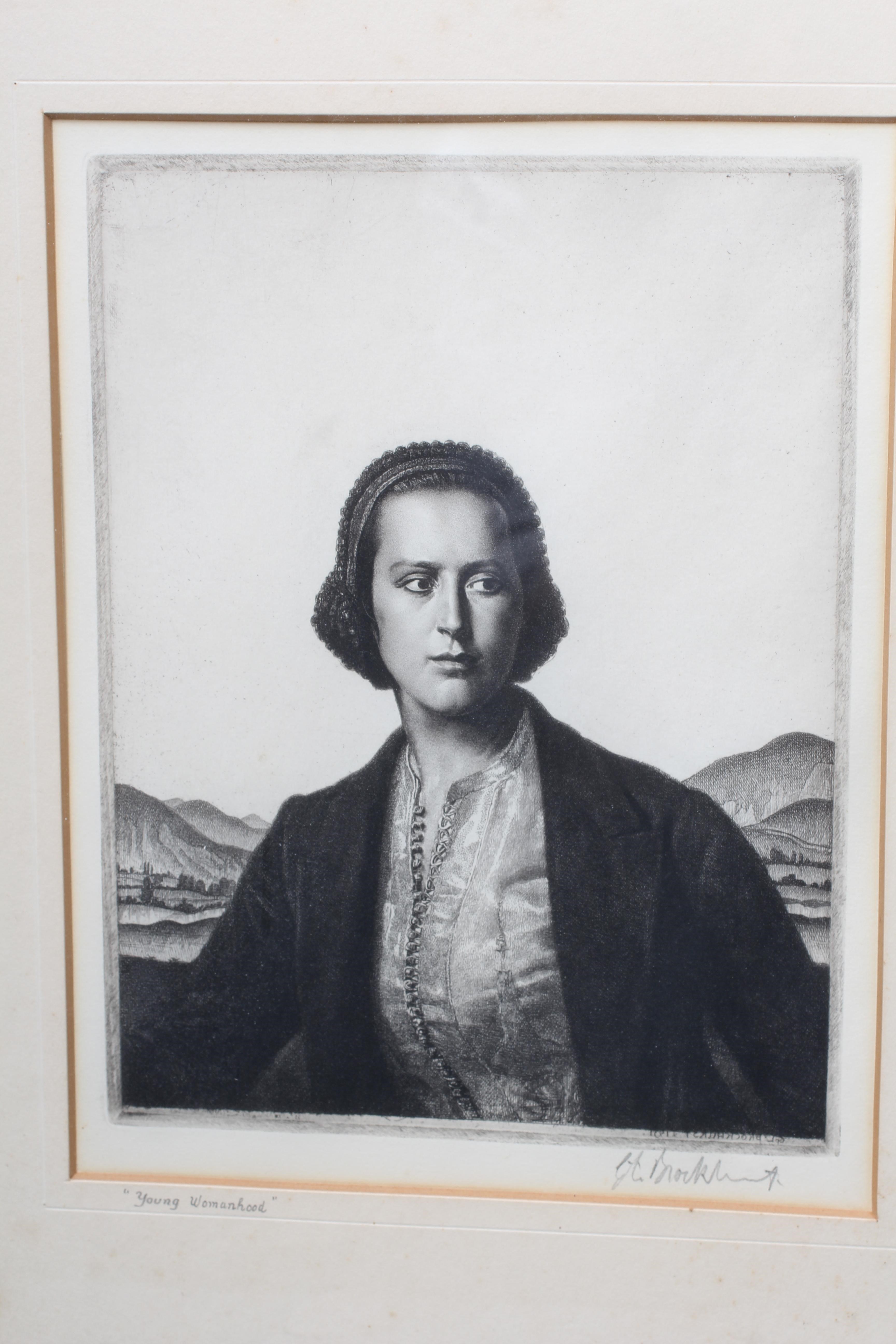 GERALD LESLIE BROCKHURST (1890-1978) Young Womanhood, signed in the margin lower right, etching, 9" Image