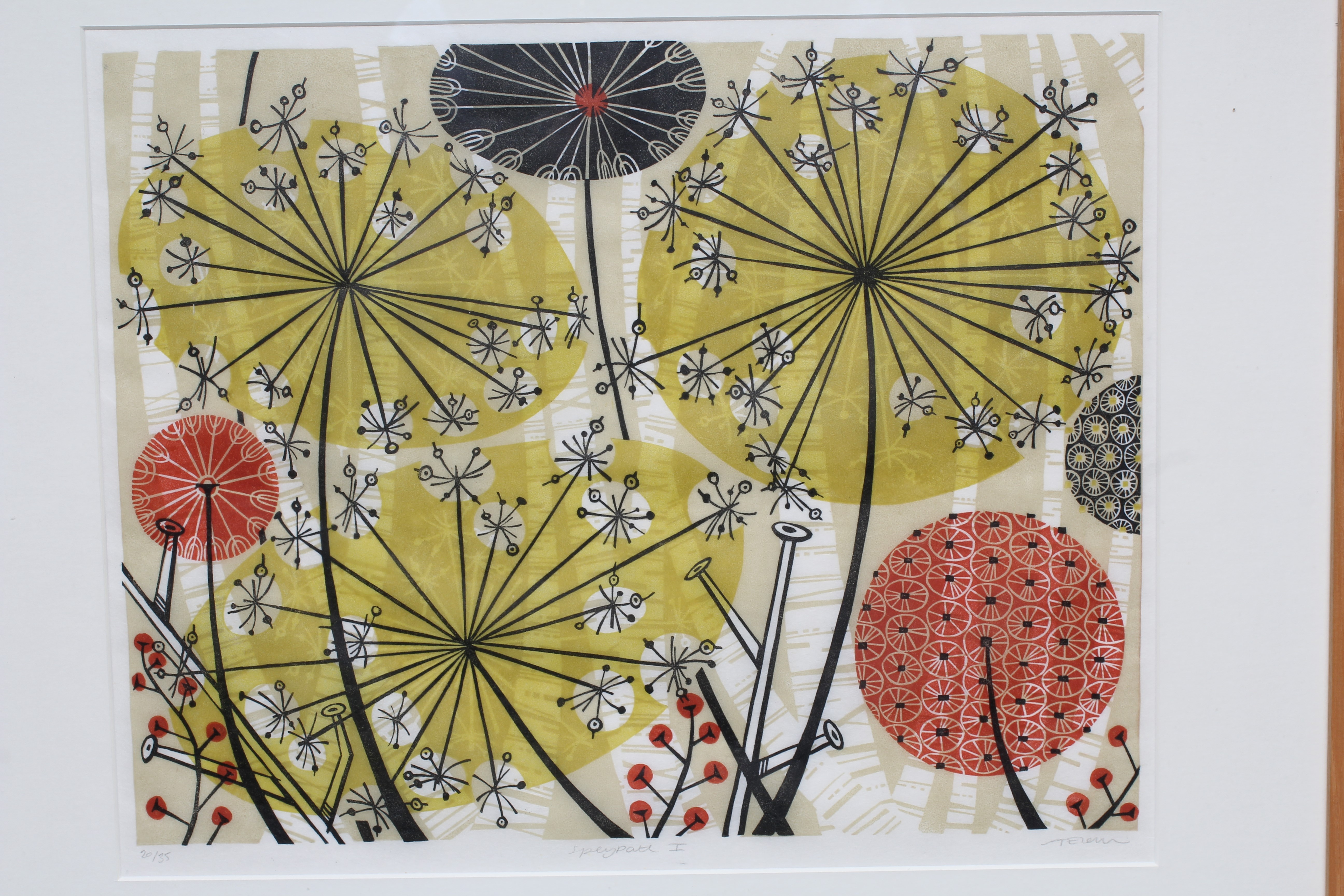 ANGIE LEWIN (B.1963) Spey Path I, signed, titled and numbered 20/35, linocut, 12 3/4" x 15 3/4" Image