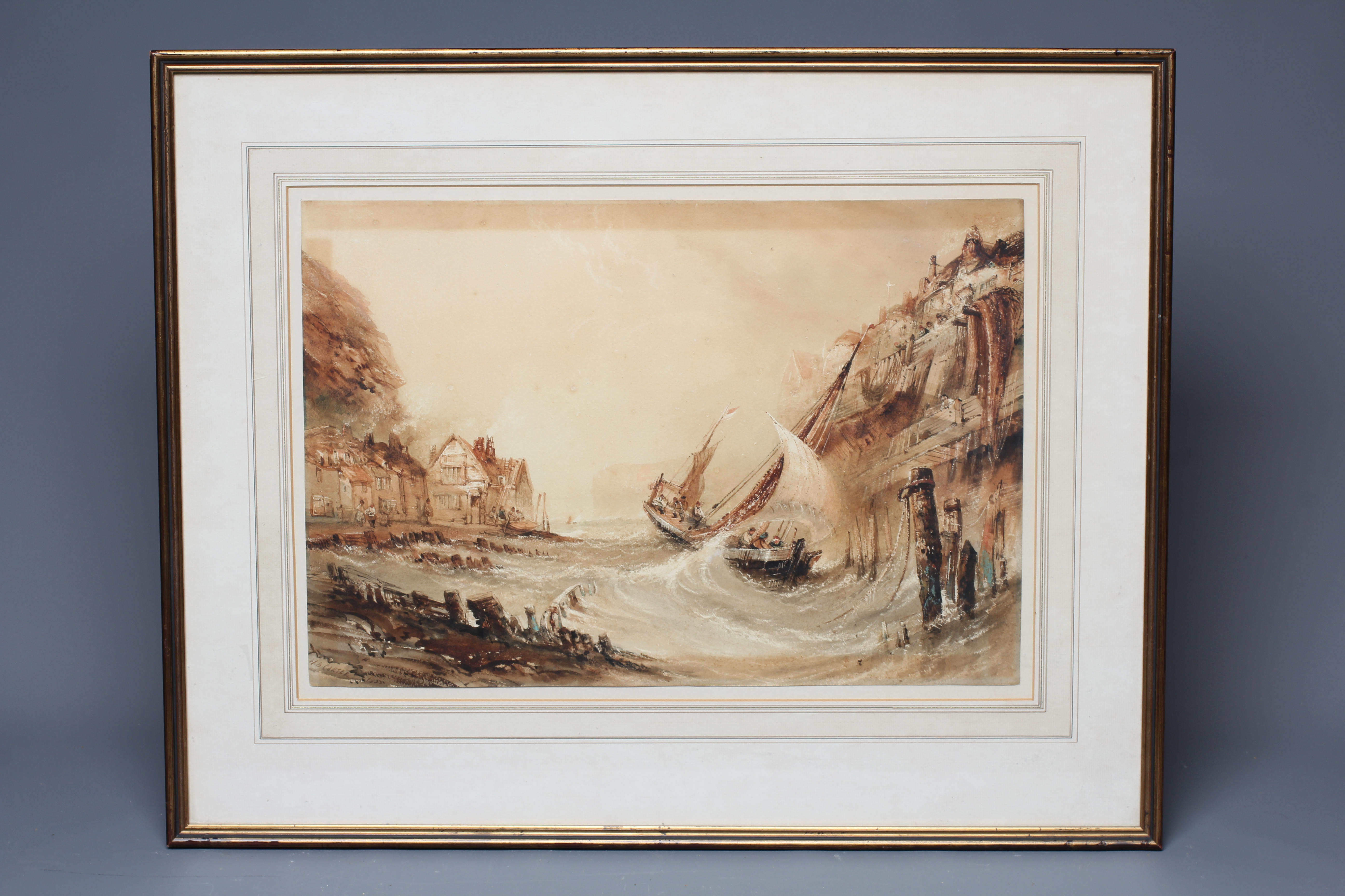 HENRY BARLOW CARTER (1803-1868) Fishing Boats in a Stormy Harbour, signed lower left and dated 1855, Image