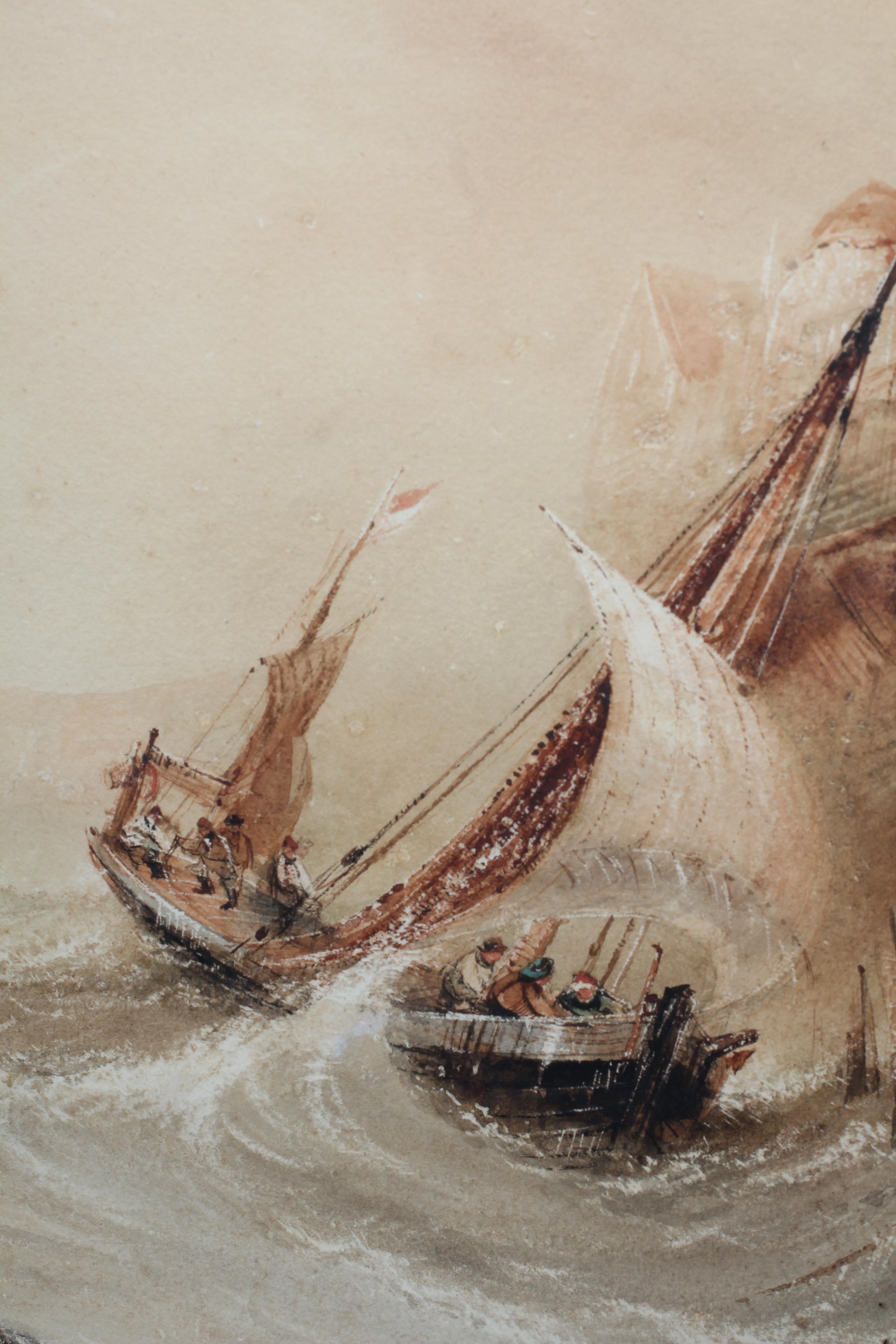 HENRY BARLOW CARTER (1803-1868) Fishing Boats in a Stormy Harbour, signed lower left and dated 1855, Image