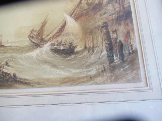 HENRY BARLOW CARTER (1803-1868) Fishing Boats in a Stormy Harbour, signed lower left and dated 1855, Image