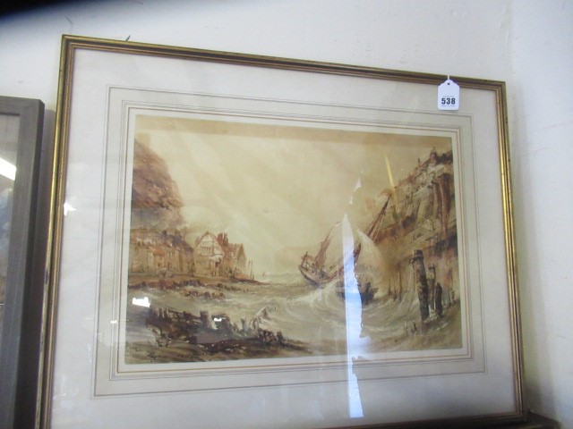 HENRY BARLOW CARTER (1803-1868) Fishing Boats in a Stormy Harbour, signed lower left and dated 1855, Image