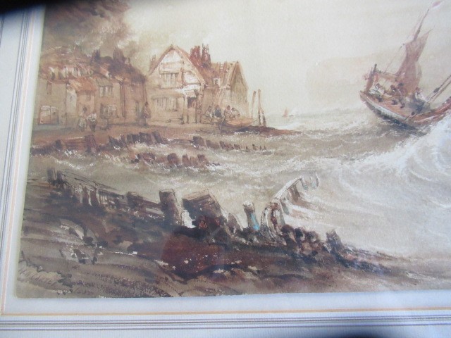 HENRY BARLOW CARTER (1803-1868) Fishing Boats in a Stormy Harbour, signed lower left and dated 1855, Image