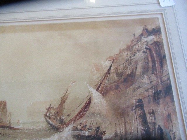 HENRY BARLOW CARTER (1803-1868) Fishing Boats in a Stormy Harbour, signed lower left and dated 1855, Image