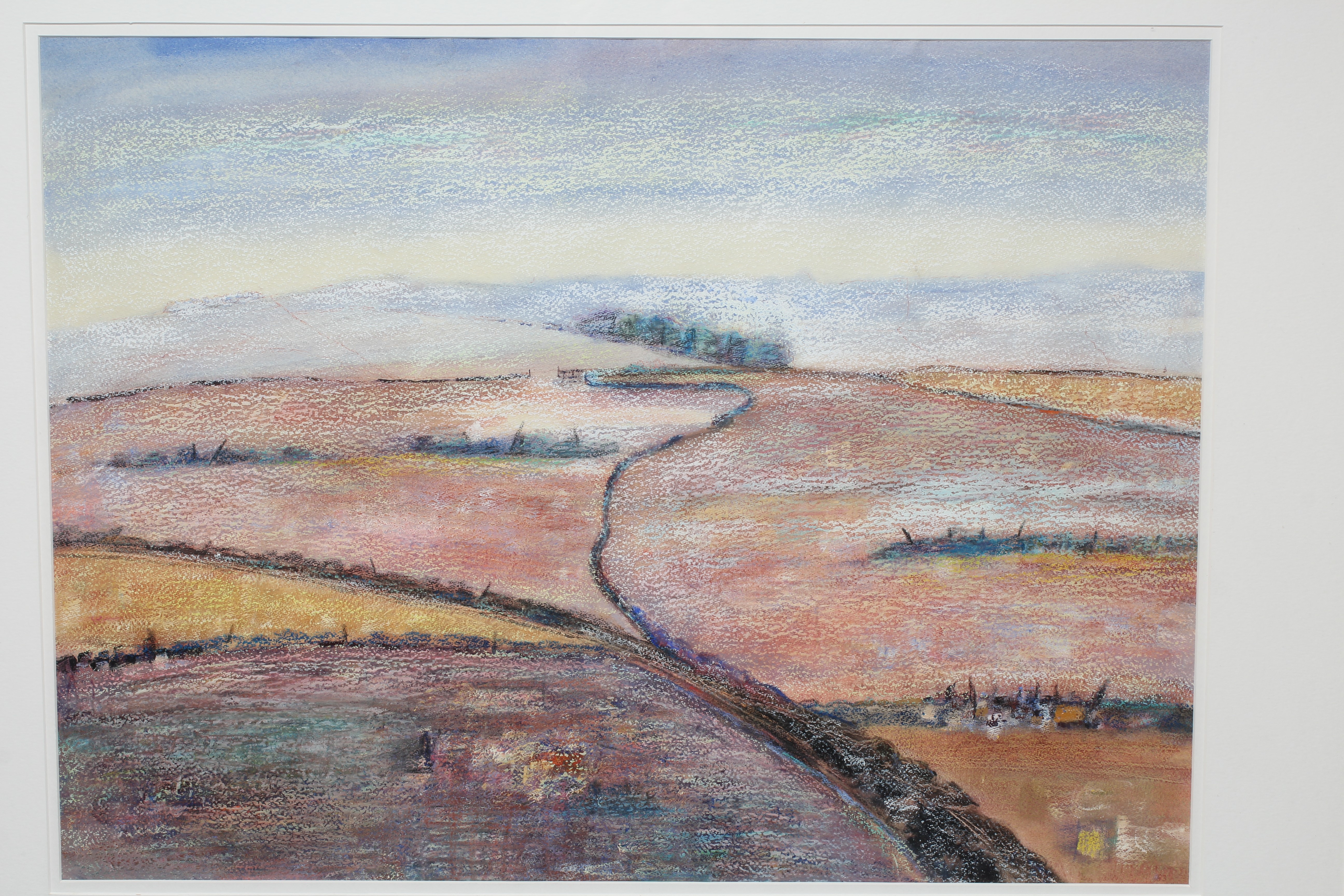 MARIE WALKER LAST (1917-2017) Purple Moorscape, signed and dated '83 lower right, oil pastel and Image