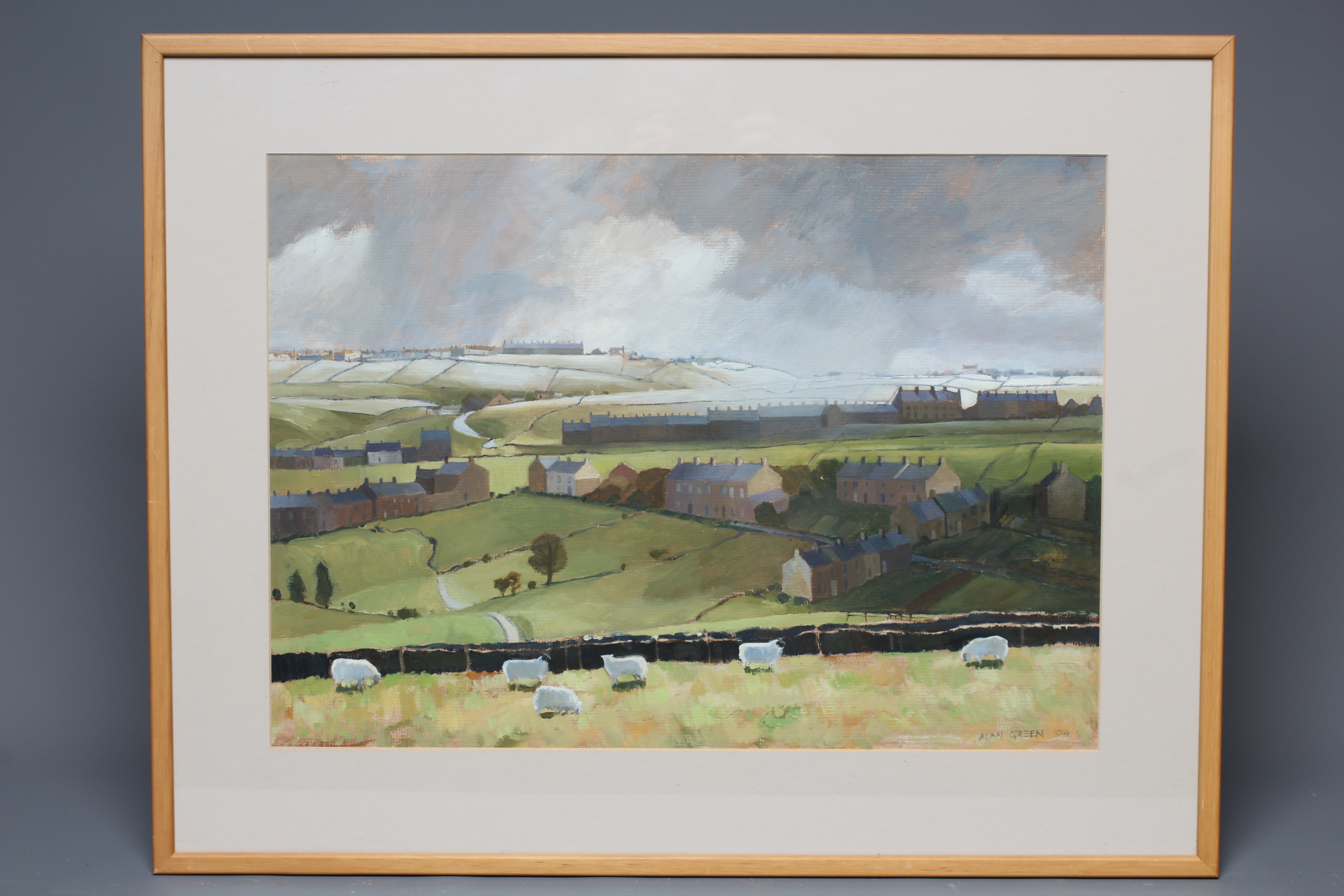ALAN JOHN GREEN (1921-2020) Moorland Landscape, signed lower right and dated '04, oil on paper, 14" Image