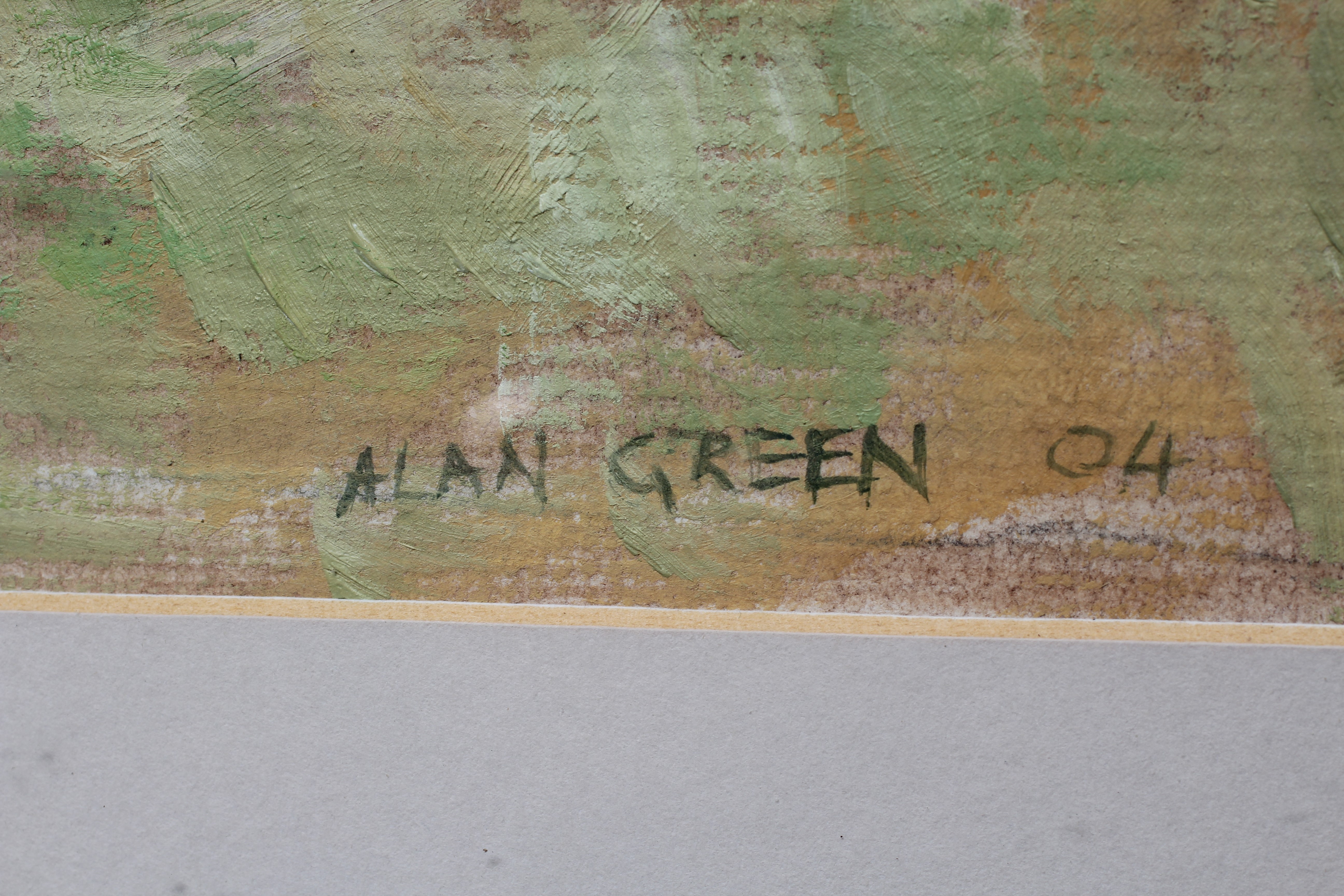 ALAN JOHN GREEN (1921-2020) Moorland Landscape, signed lower right and dated '04, oil on paper, 14" Image