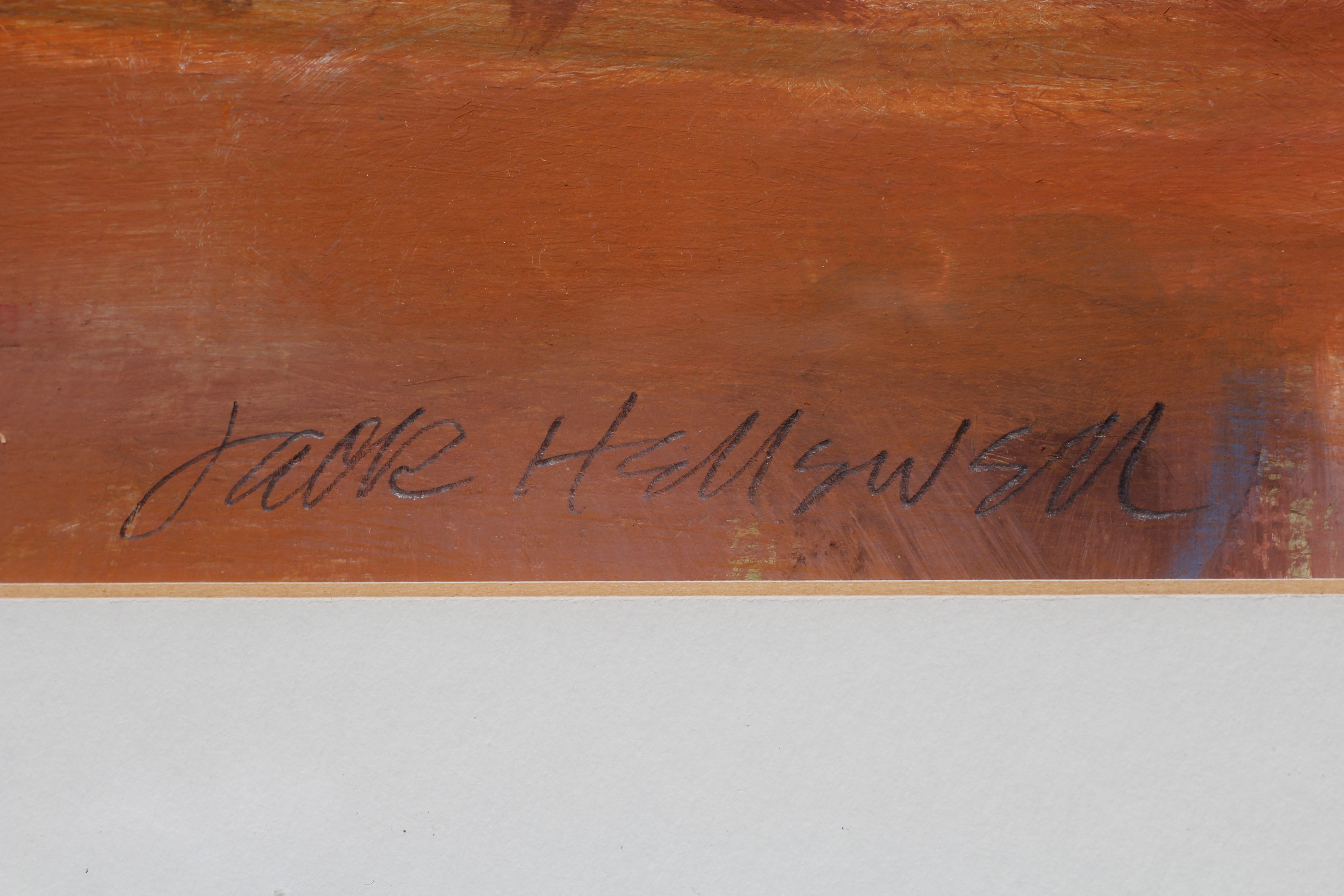 JACK HELLEWELL (1920-2000) Coastal View, signed lower right, oil on paper, 6 1/2" x 18", framed and Image