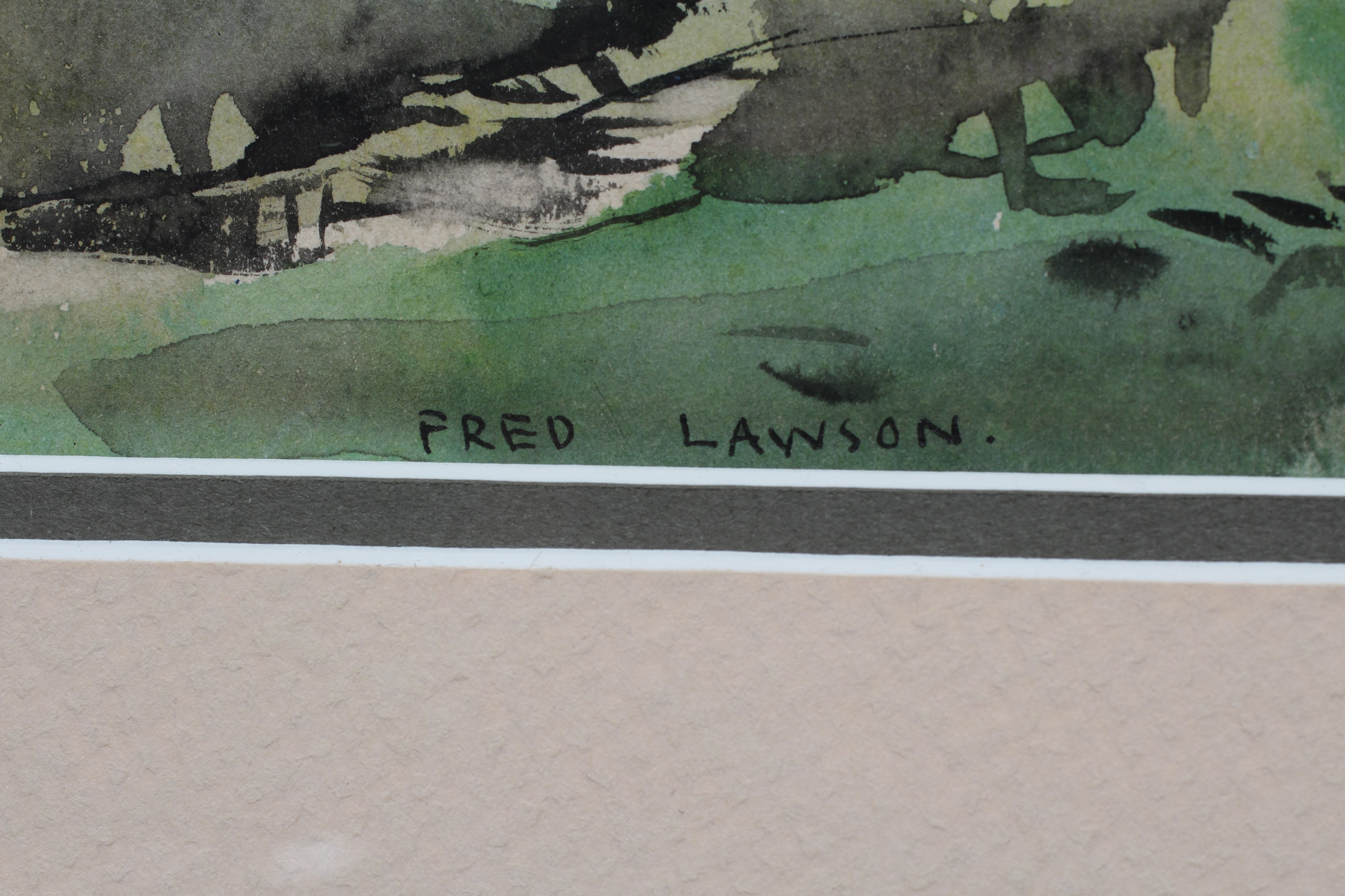 FRED LAWSON (1888-1968) Rural landscape with Man on a Horse beside a Copse, signed lower left, Image