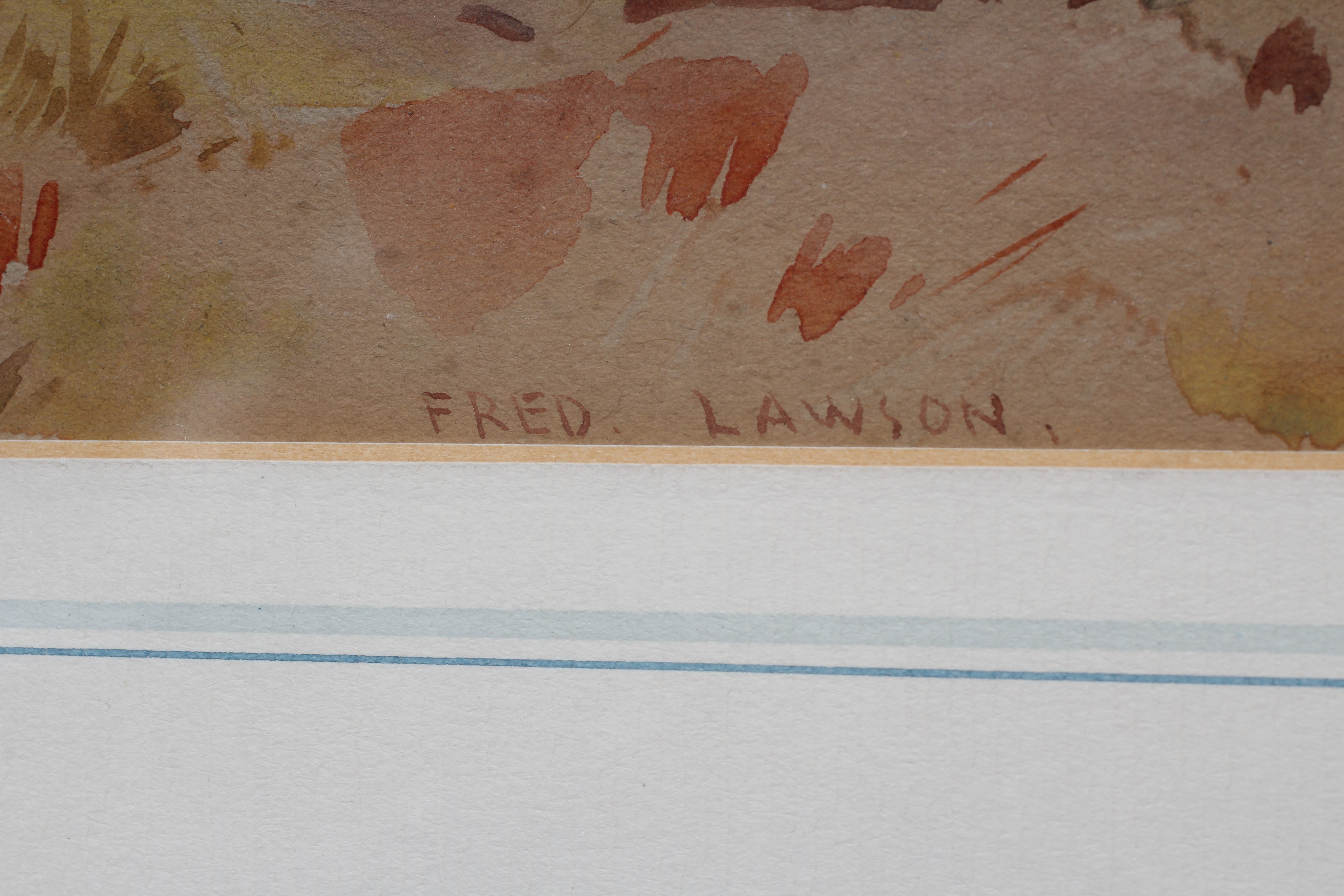 FRED LAWSON (1888-1968) Sheep Clipping, signed lower left, watercolour, 10 1/4" x 14 1/4", framed Image