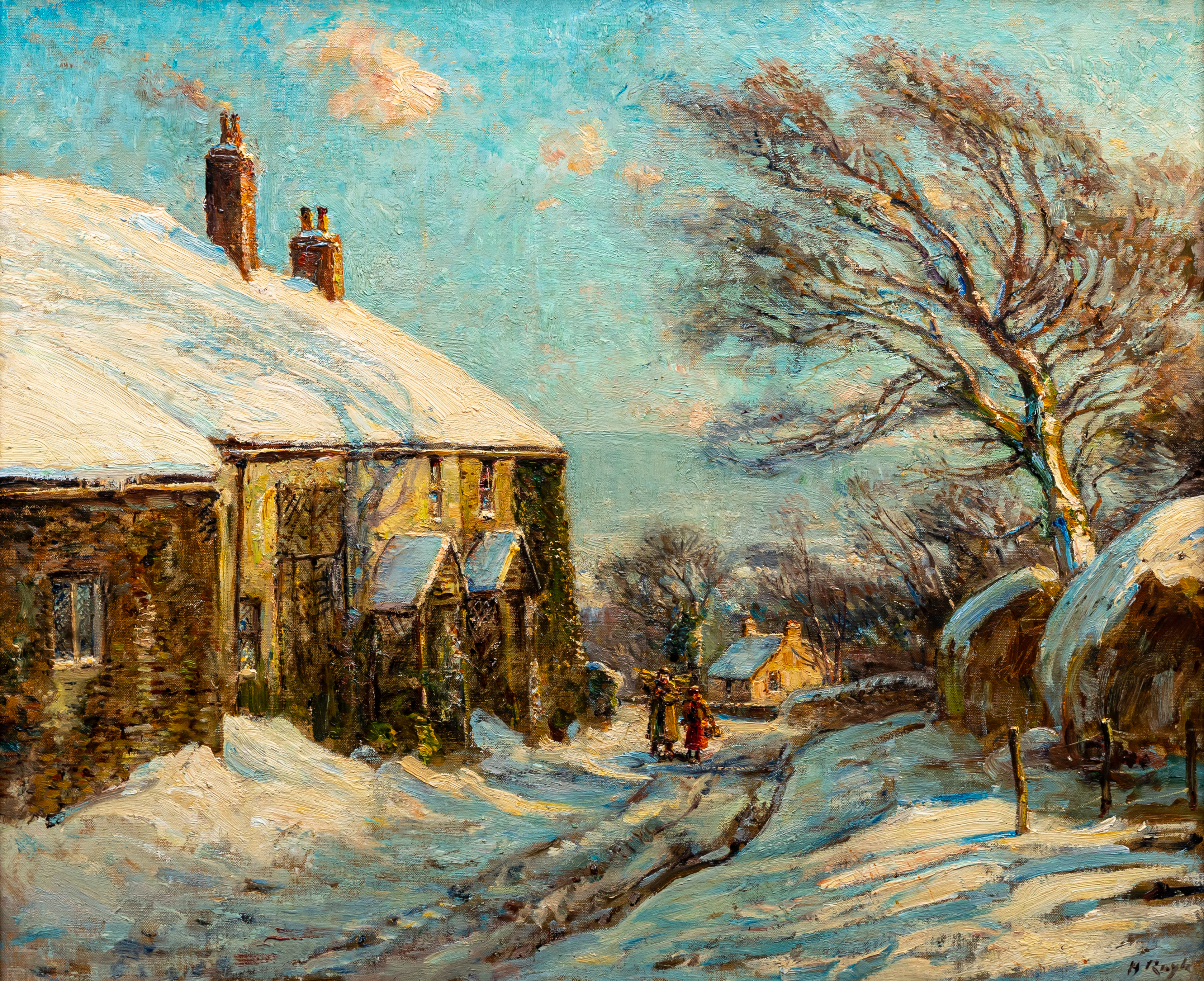 HERBERT ROYLE (1870-1958) Nesfield in Winter, signed lower right, oil on canvas, 20" x 23 1/2", Image