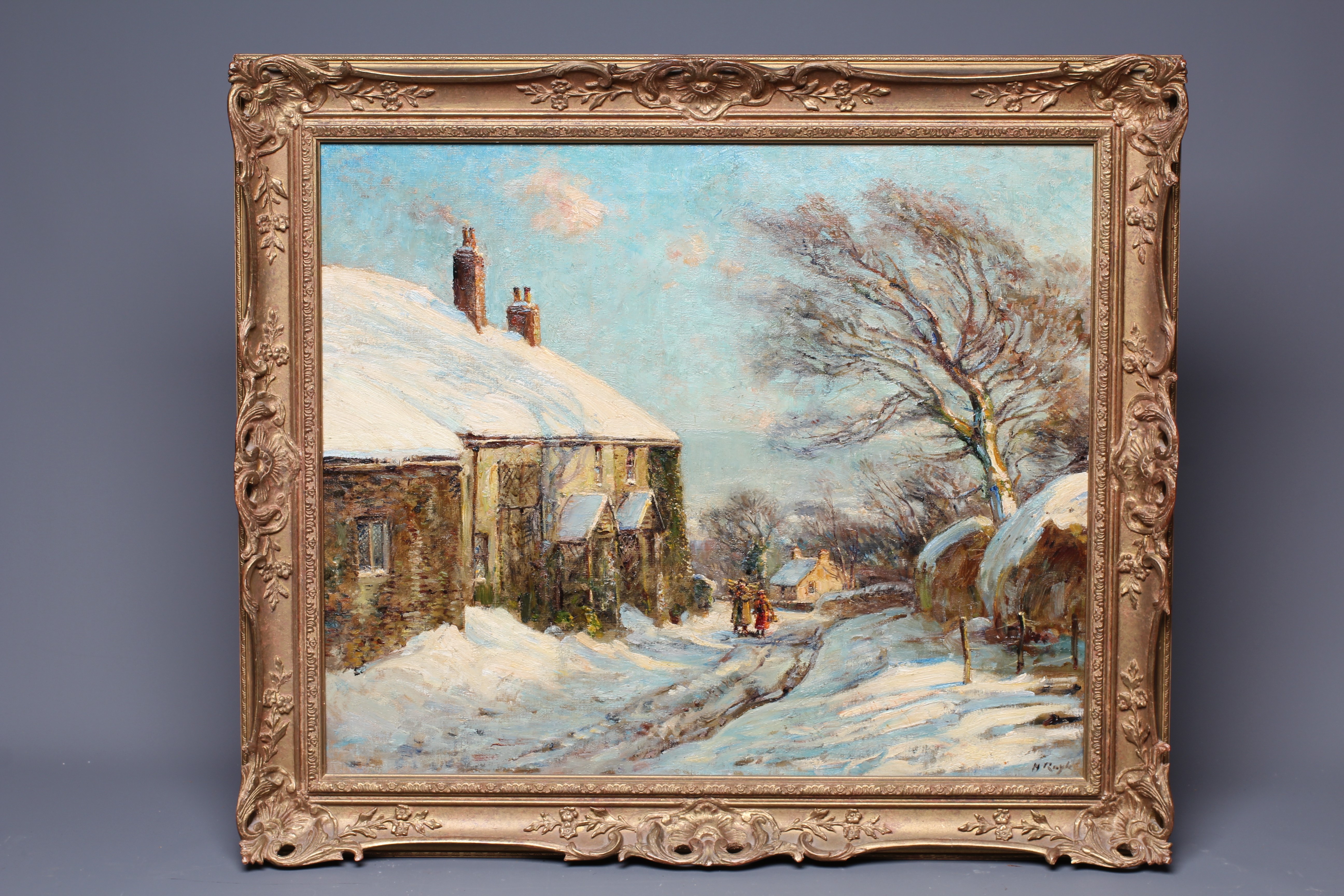 HERBERT ROYLE (1870-1958) Nesfield in Winter, signed lower right, oil on canvas, 20" x 23 1/2", Image