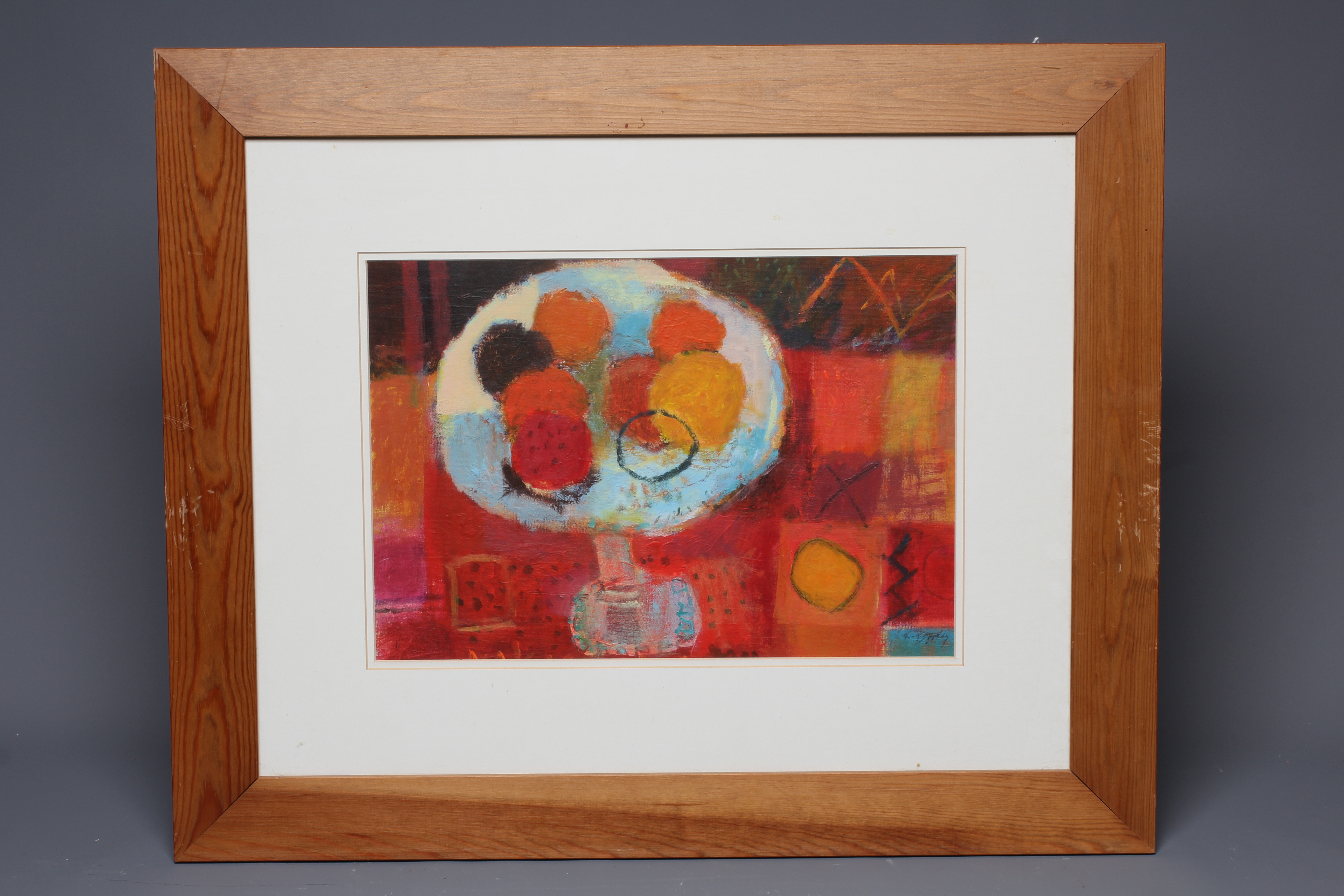 KRISTAN BAGGALEY (B.1958) Abstract in Orange, signed lower right dated '01, oil on board, 10 1/2" x Image