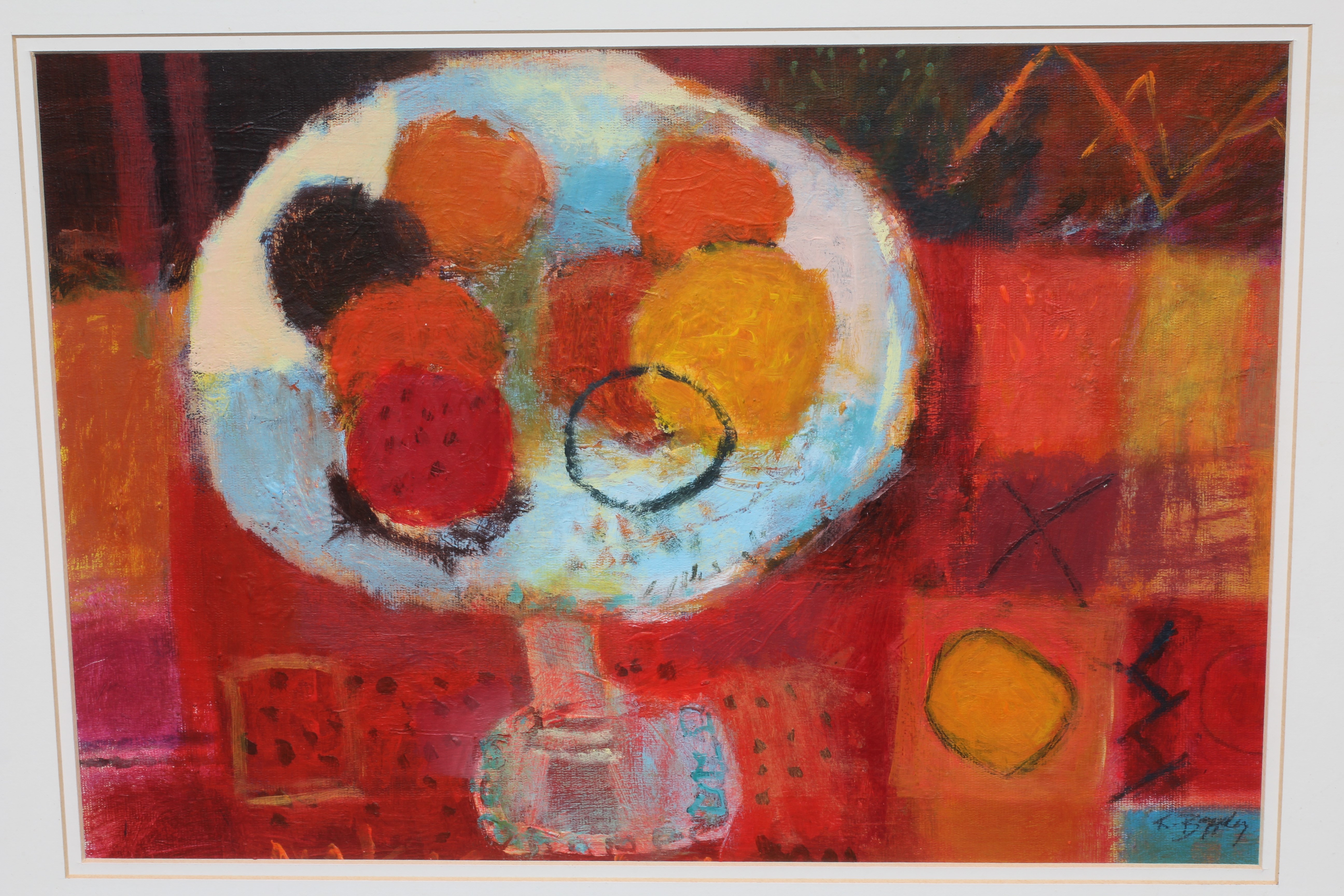 KRISTAN BAGGALEY (B.1958) Abstract in Orange, signed lower right dated '01, oil on board, 10 1/2" x Image