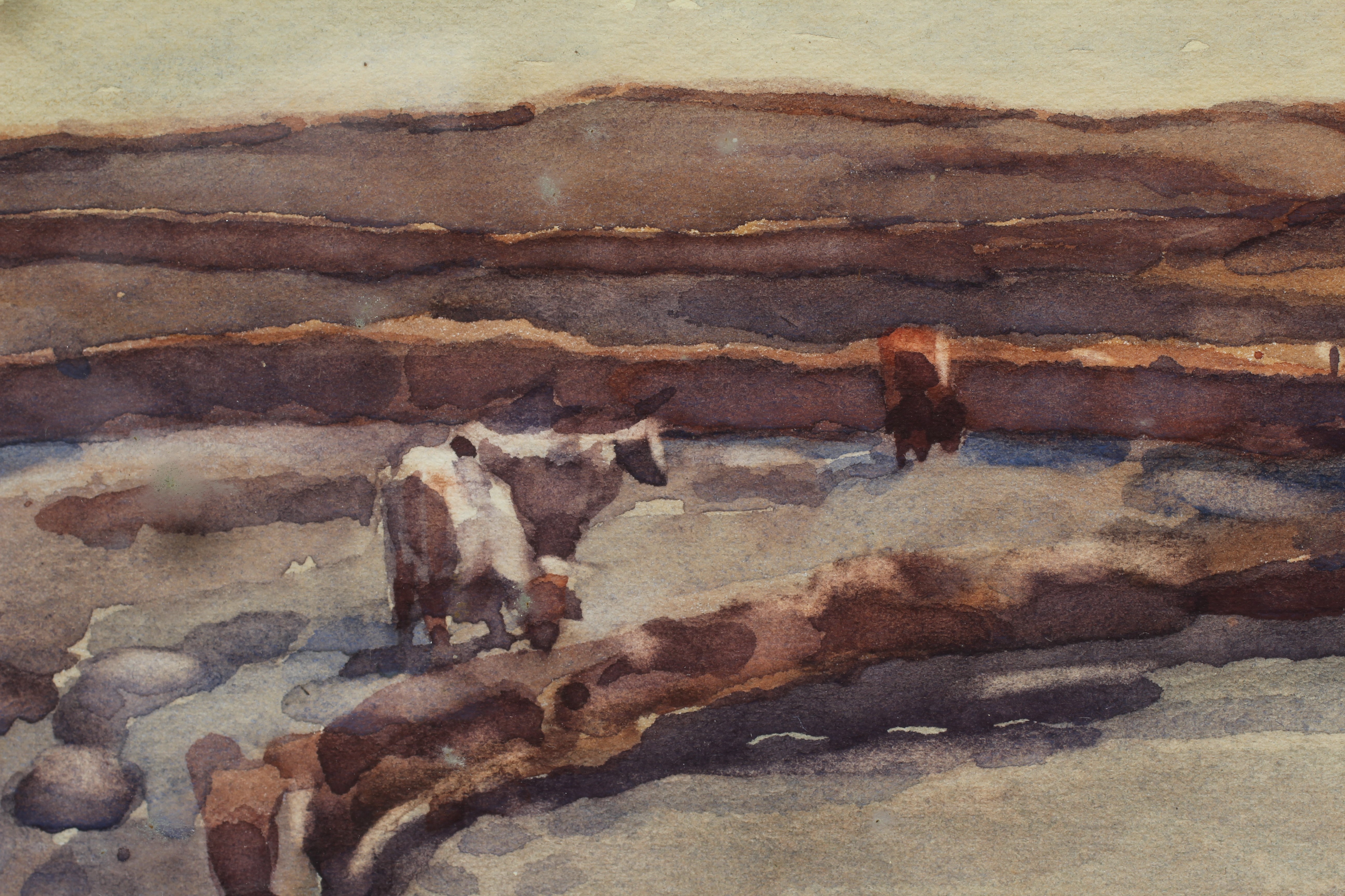 FRED LAWSON (1888-1968) Cattle Beside a River, signed lower left and dated 1918, watercolour, 10 Image