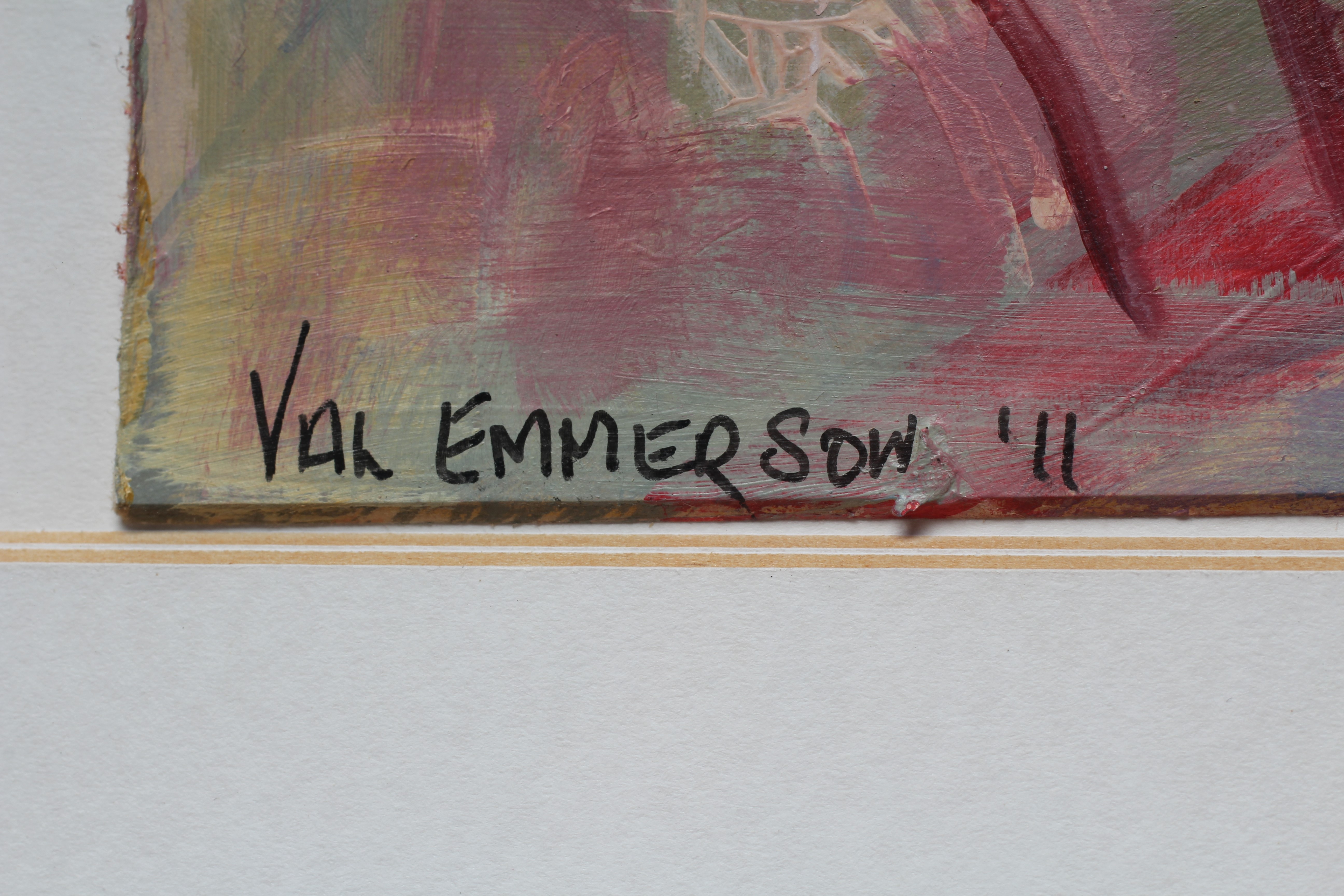 VAL EMMERSON (British School, 20th Century) Abstract, signed lower left and dated '11, oil on board, Image