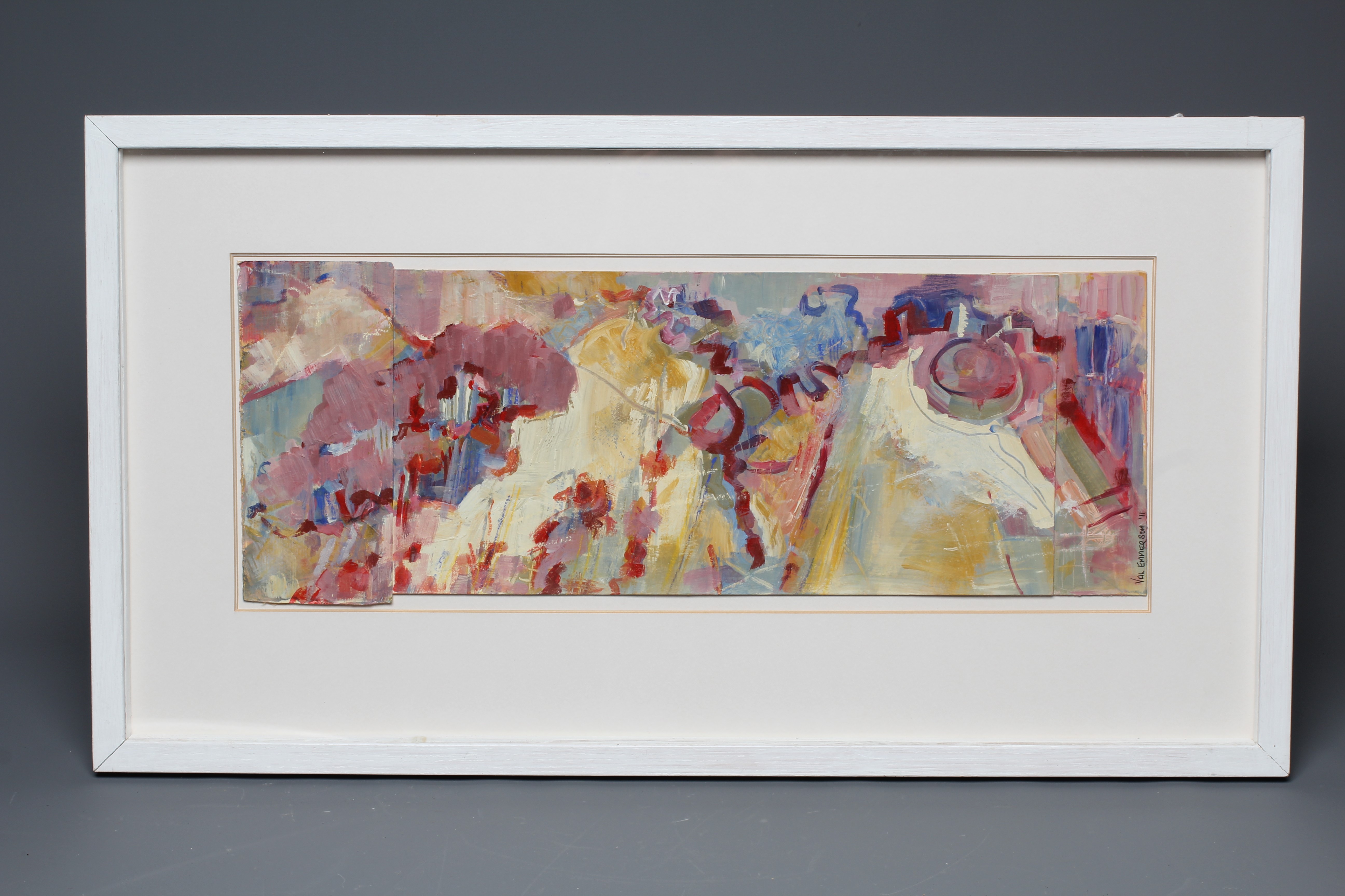 VAL EMMERSON (British School, 20th Century) Abstract, signed lower left and dated '11, oil on board, Image