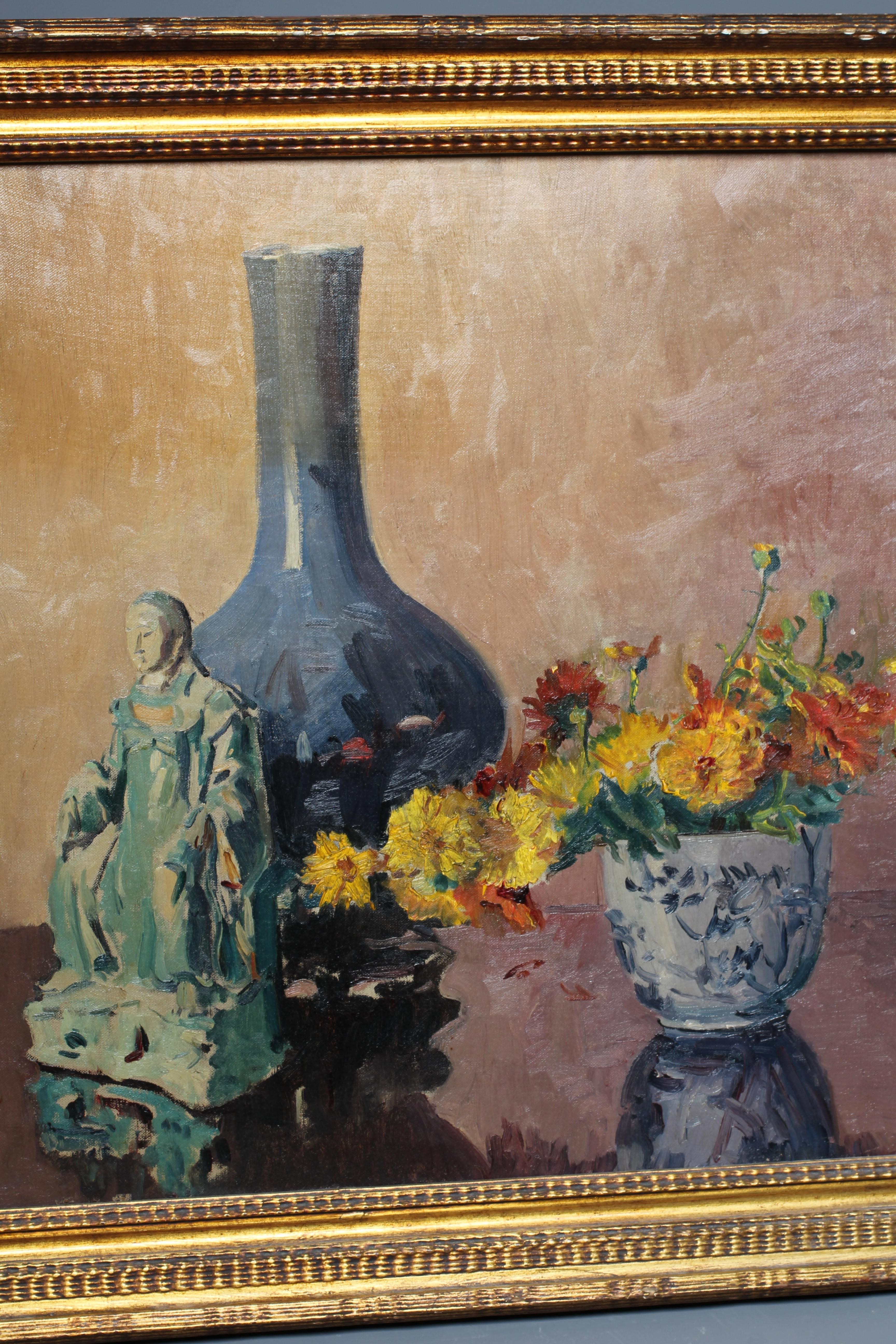 PHILIP NAVIASKY (1894-1983) Still Life of Oriental Ceramics and Flowers on a Table Image