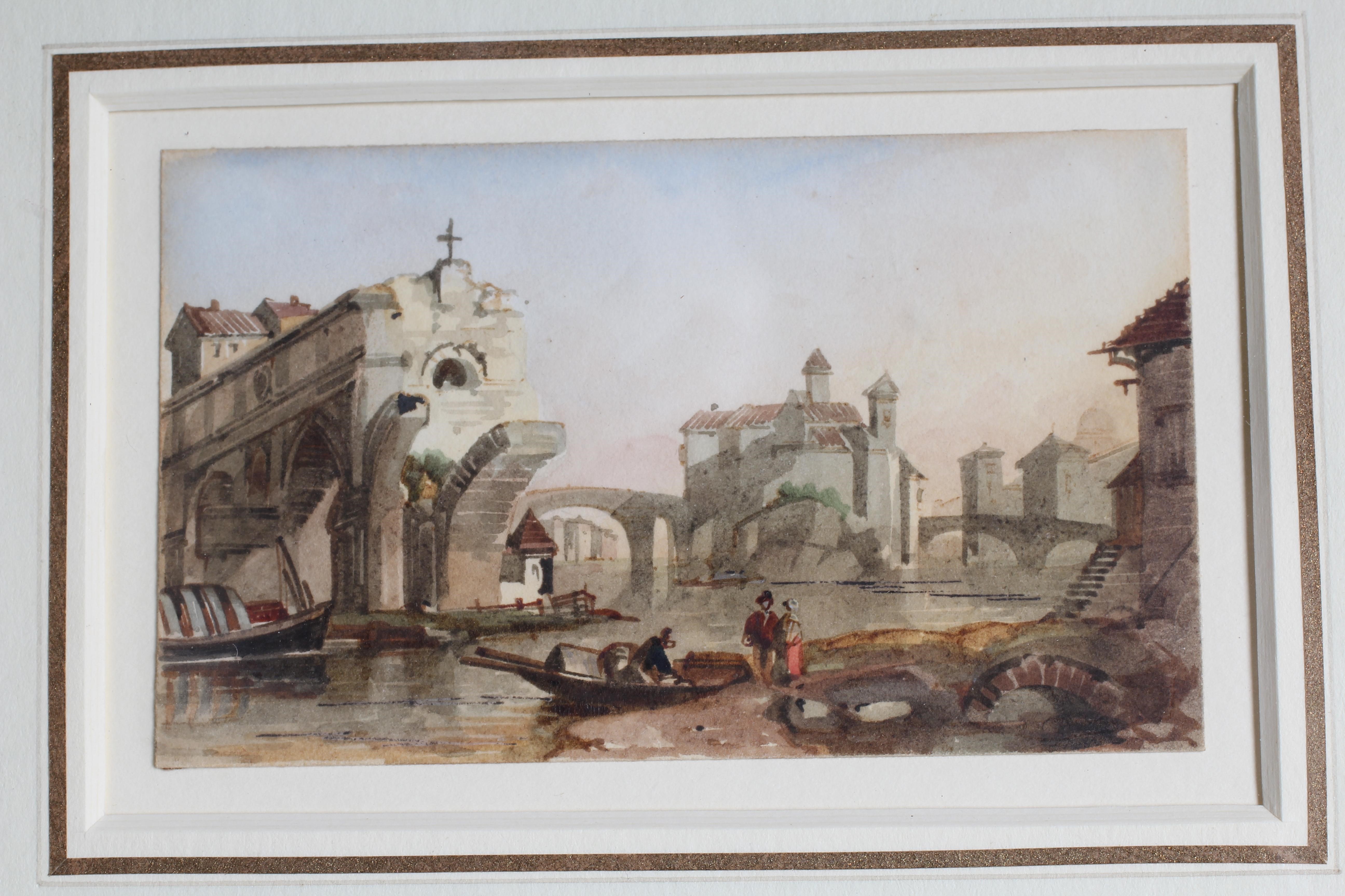 CIRCLE OF SAMUEL PROUT (1783-1852) 'Ponte Rotto, Rome' and 'A View of a Continental Bridge', a pair, Image