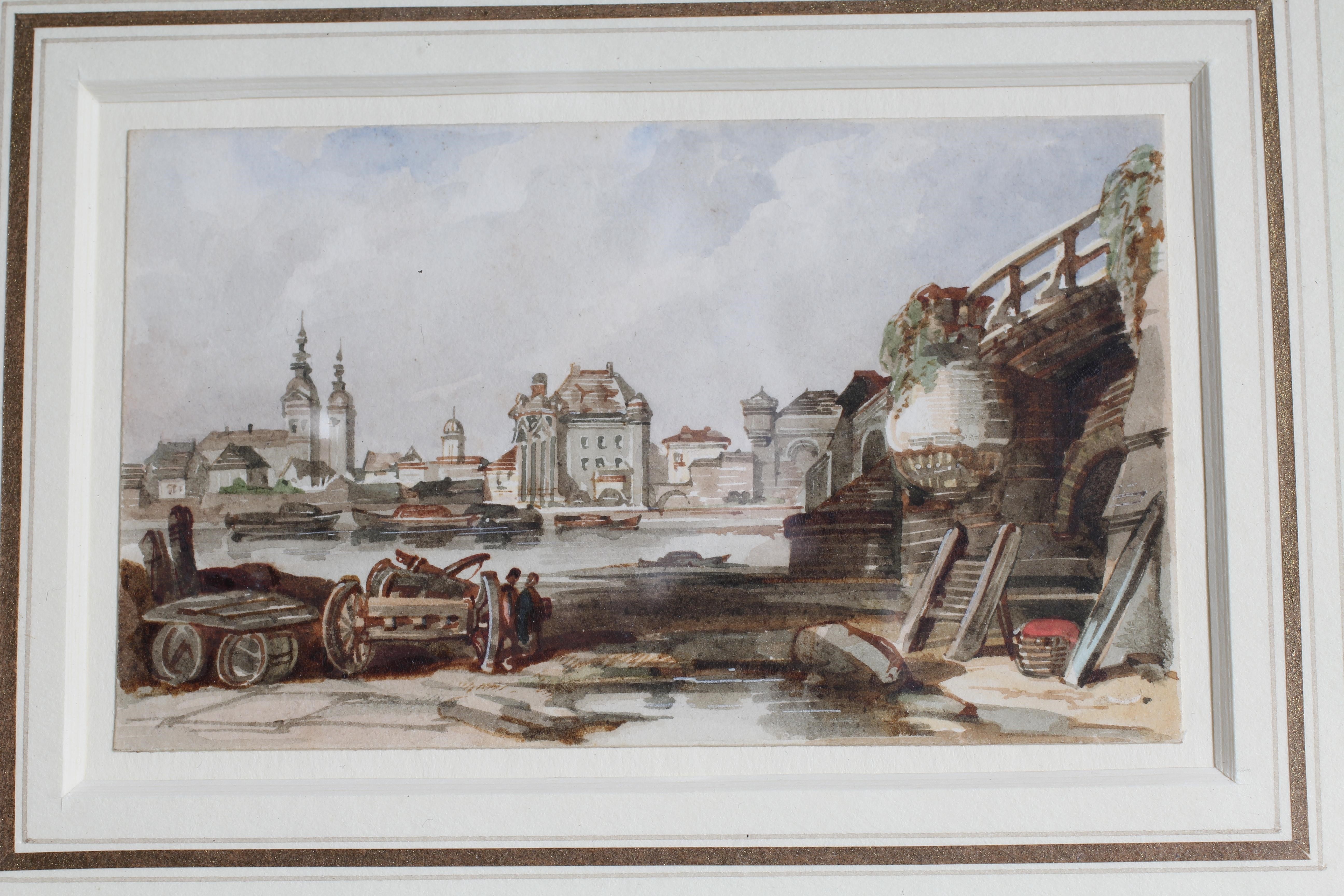 CIRCLE OF SAMUEL PROUT (1783-1852) 'Ponte Rotto, Rome' and 'A View of a Continental Bridge', a pair, Image
