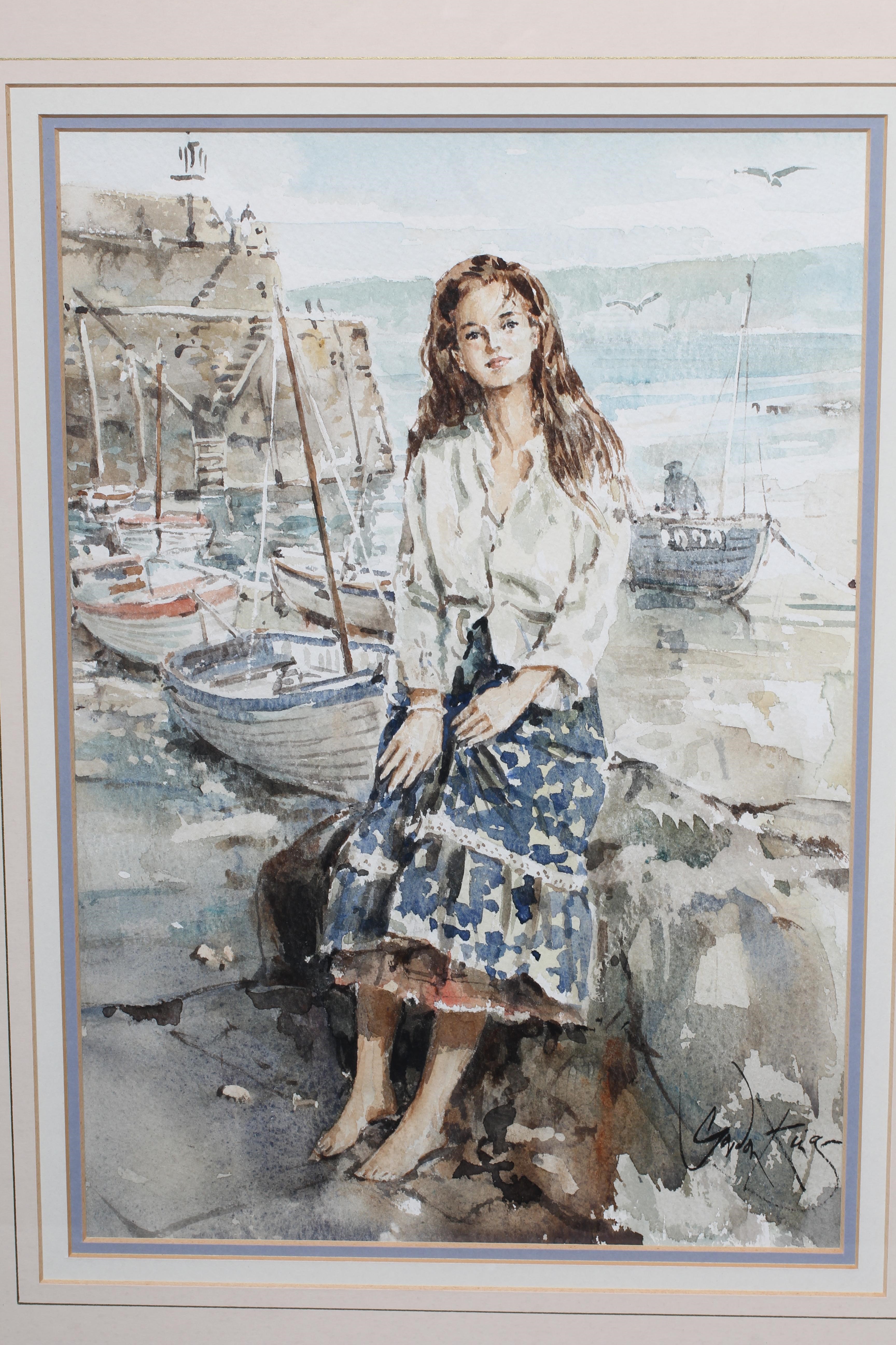 GORDON KING (1939-2022) The Fisherman's Daughter, signed lower right, watercolour, 14 1/2" x 9 3/4", Image
