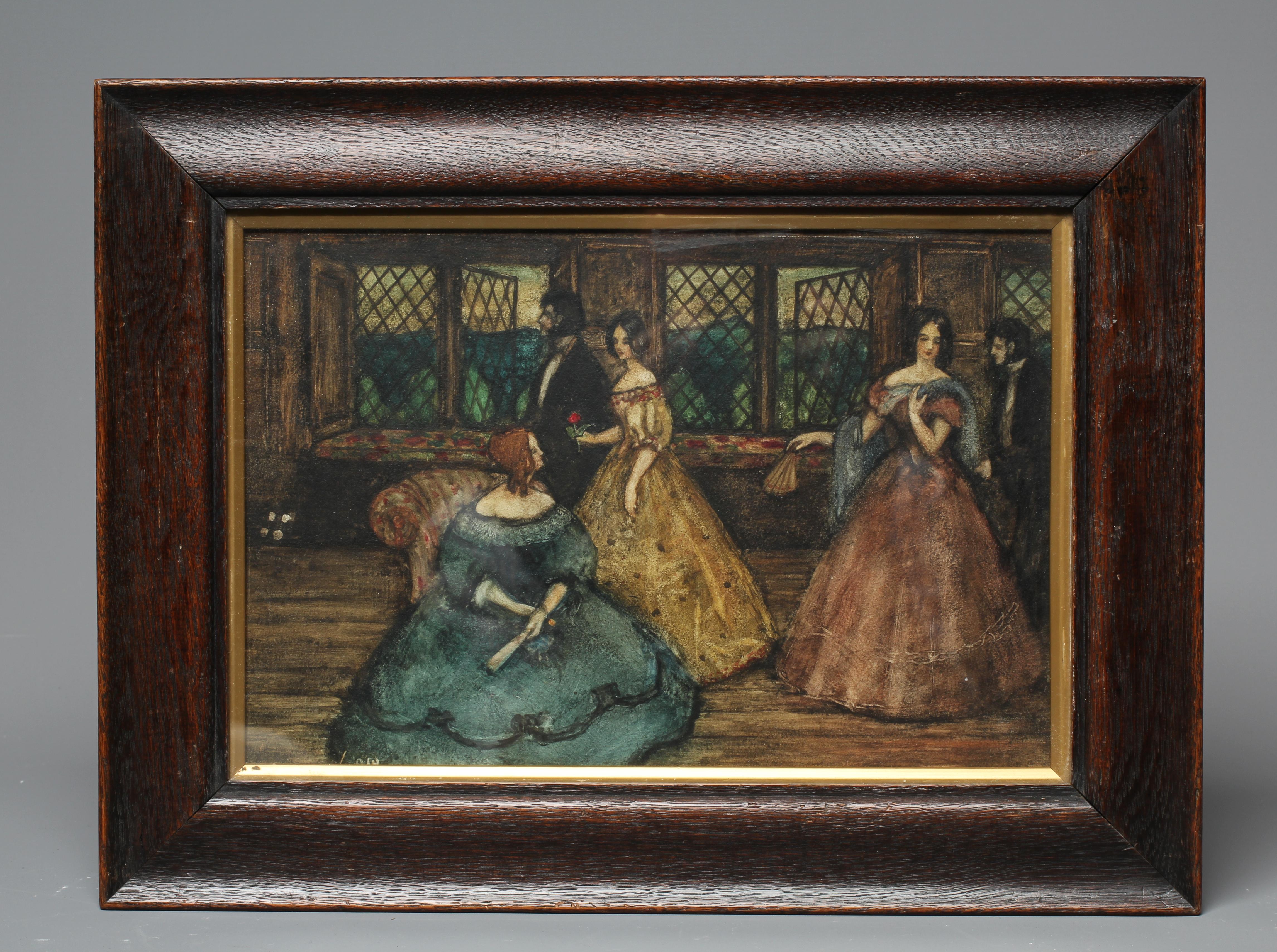 ROBERT JAMES ENRAGHT MOONY (1879-1946) Arriving for Dinner, signed lower left, watercolour, 7 3/4" x Image