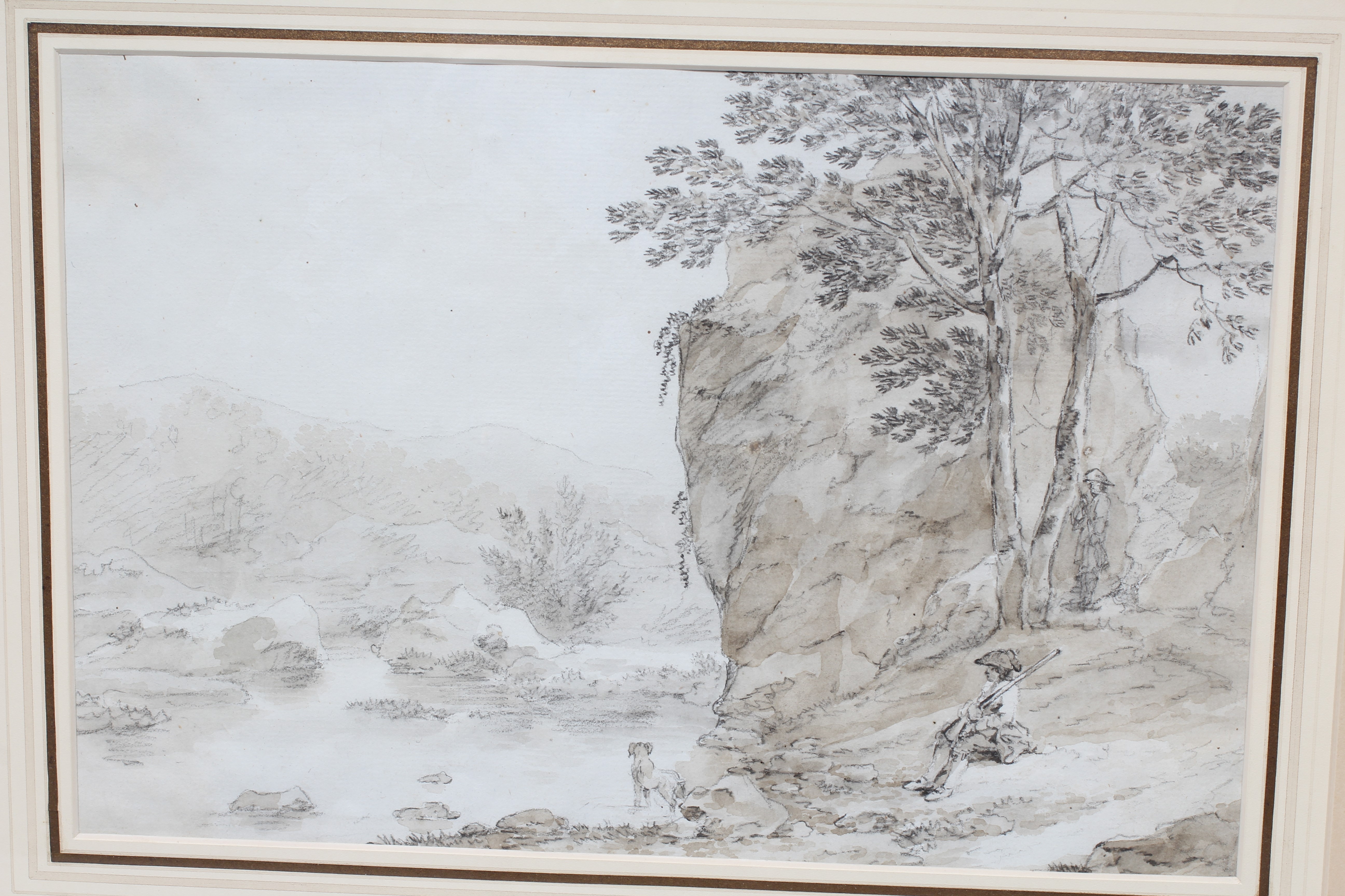 DAVID ALPHONSE DE SANDOZ-ROLLIN (1740-1809) Huntsman with his Dog Beside a River, Colnaghi and Co. Image