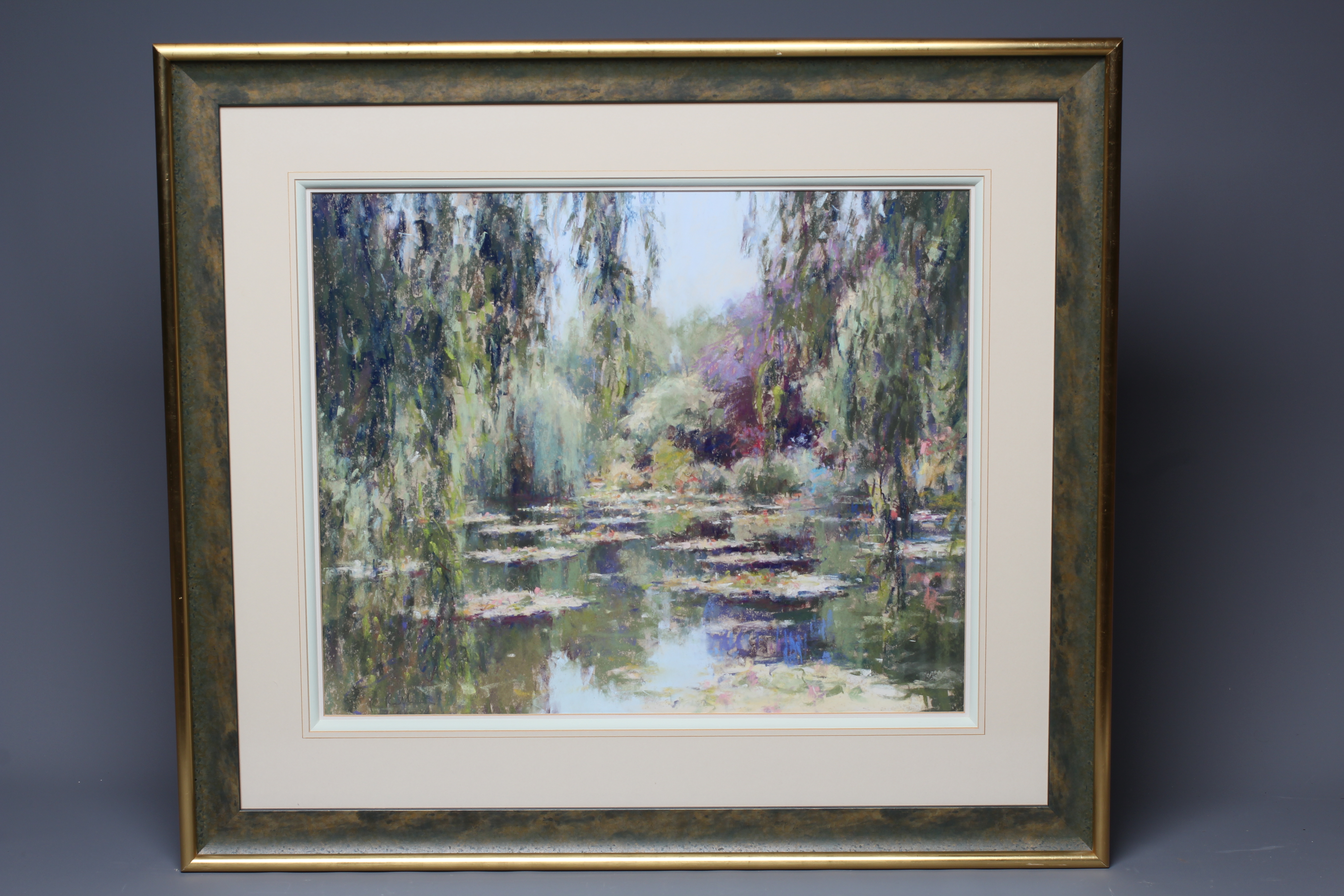 BOB RICHARDSON (B.1938) The Water Garden, Giverney, signed lower left, pastel, 19" x 23", framed and Image