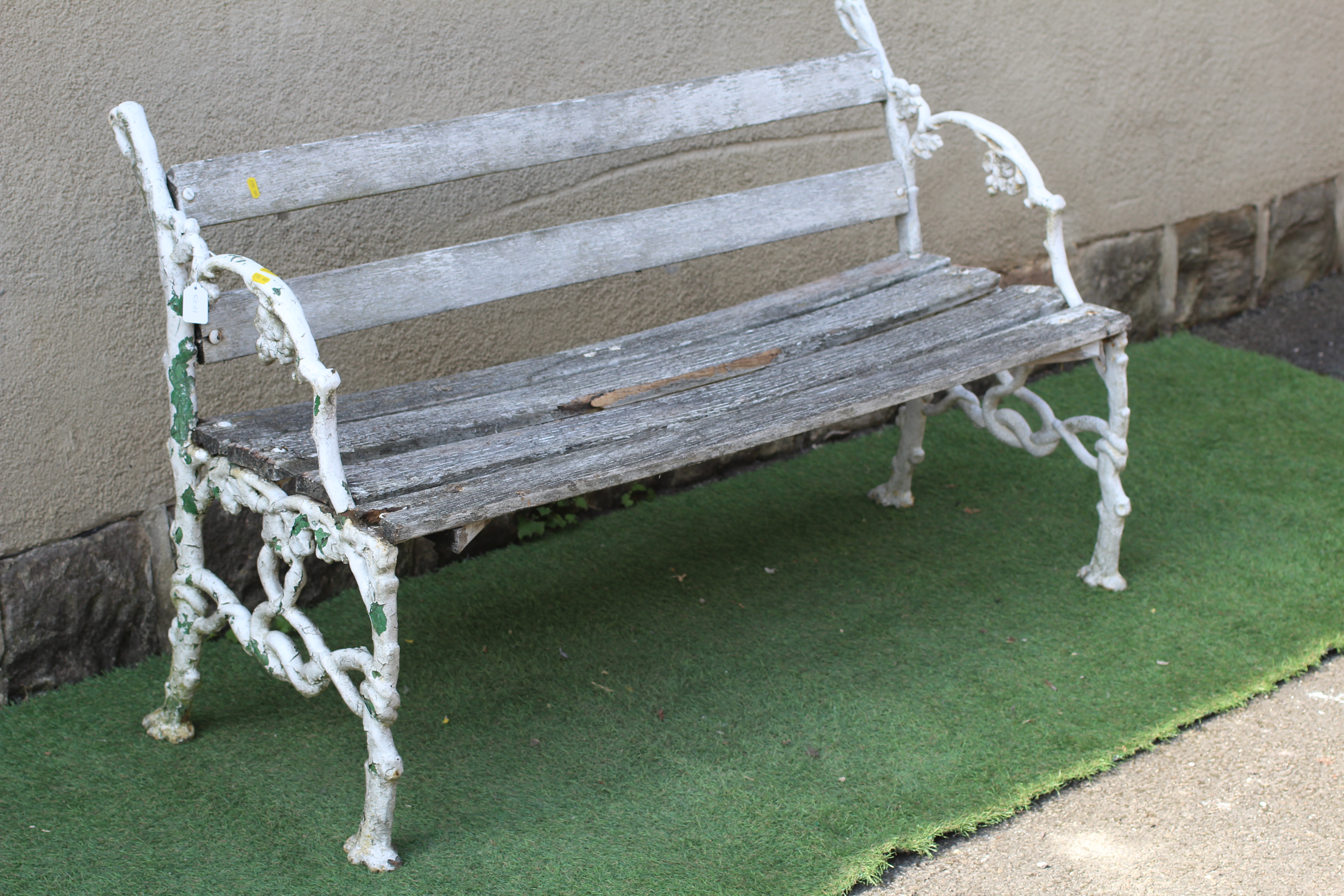 A VICTORIAN CAST IRON "RUSTIC PATTERN" BENCH with slatted wood seat, 53 3/4" x 16" x 31 3/4" Image