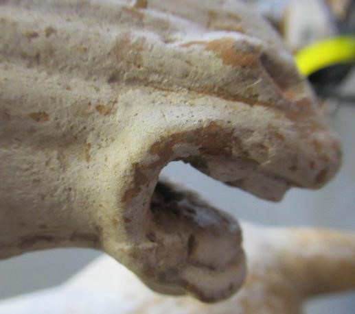 A CHINESE TANG DYNASTY TERRACOTTA HORSE with deep carved mane groove and hole for tail Image