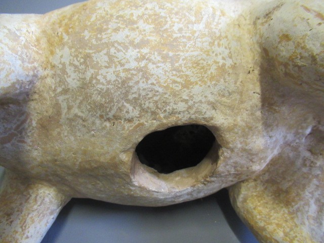 A CHINESE TANG DYNASTY TERRACOTTA HORSE with deep carved mane groove and hole for tail Image