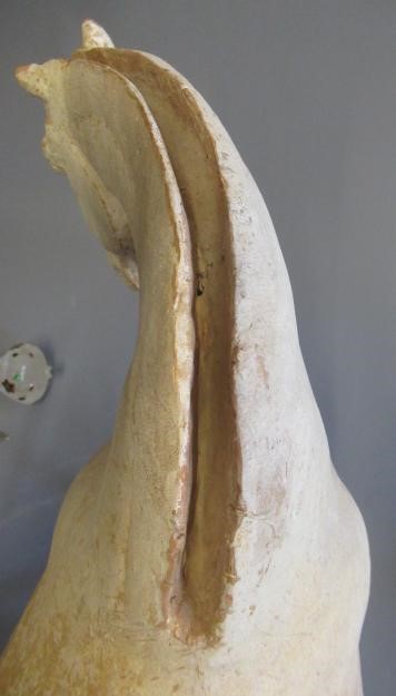 A CHINESE TANG DYNASTY TERRACOTTA HORSE with deep carved mane groove and hole for tail Image